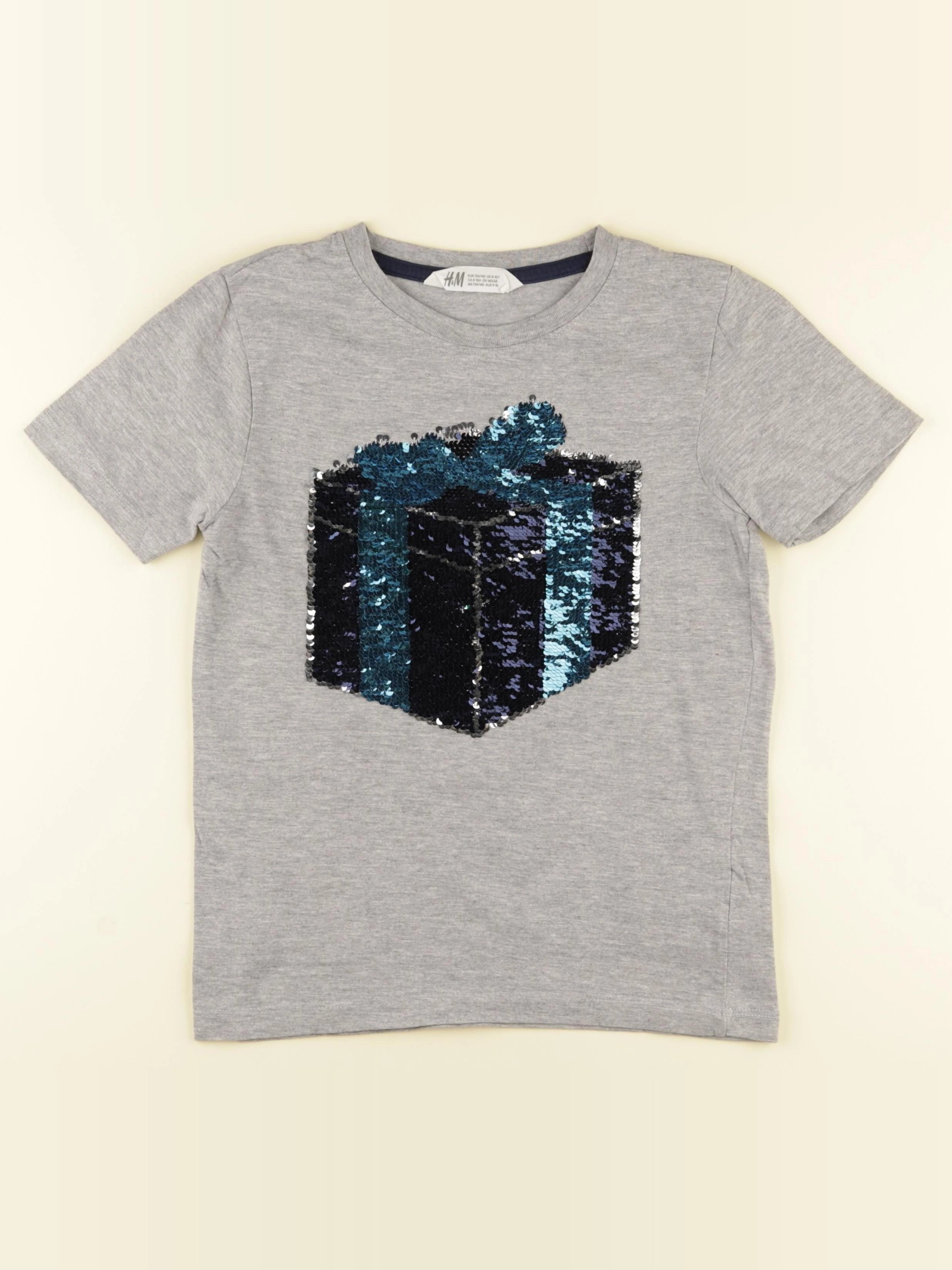 H&M - tee-shirt gris - 8/10 ans