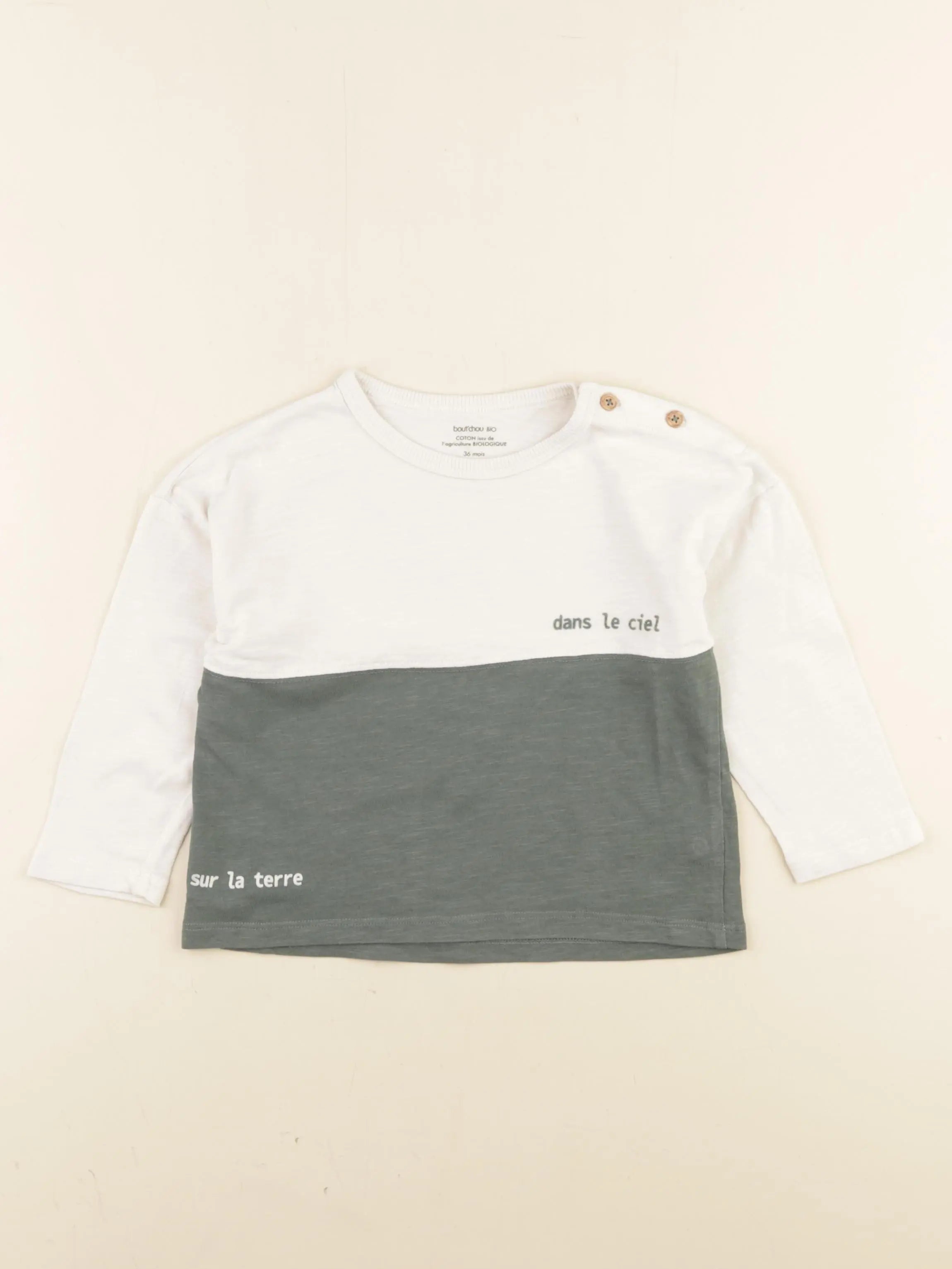 Boutchou - tee-shirt beige, vert - 36 mois