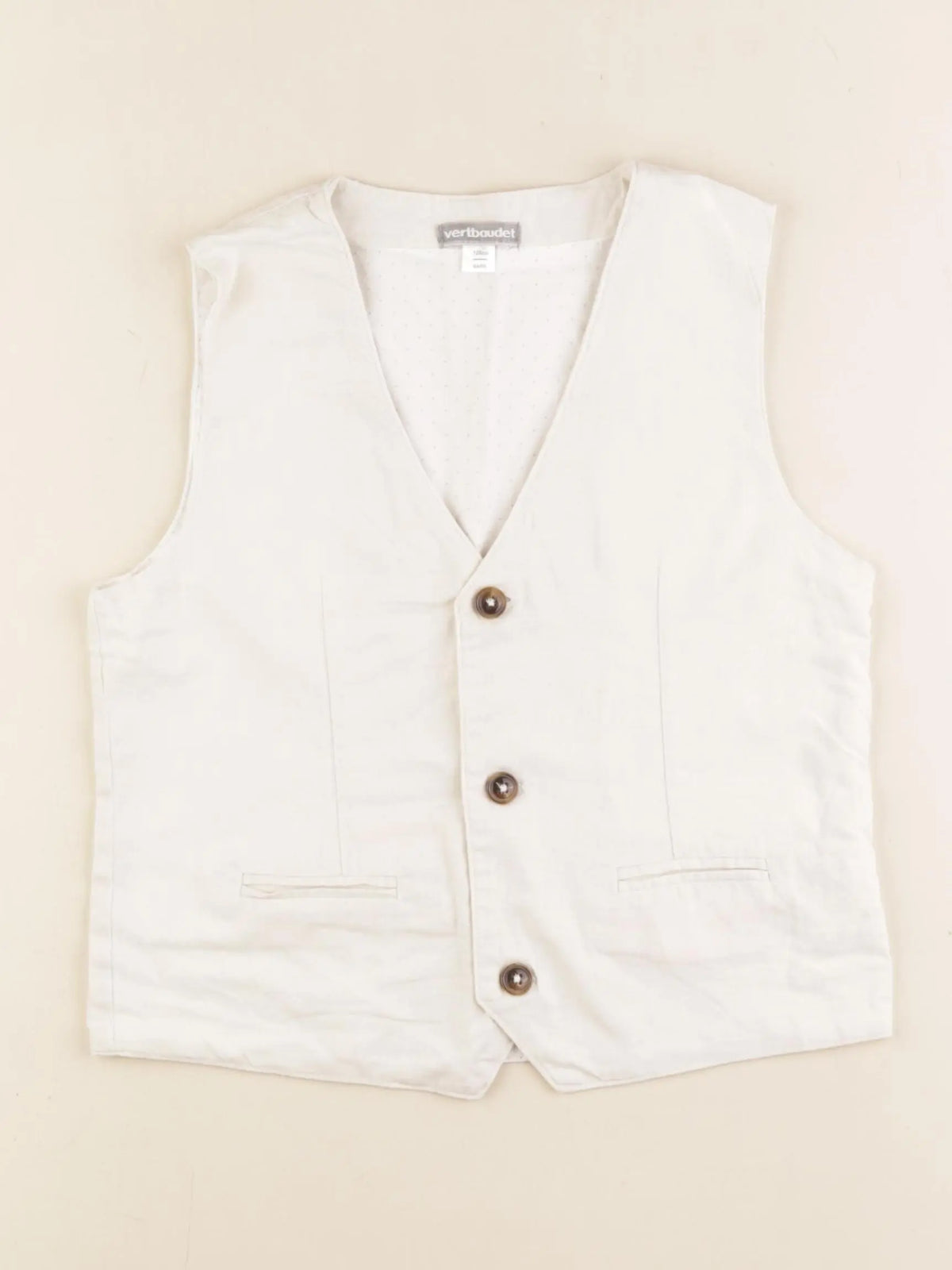 Vertbaudet - gilet beige - 8 ans