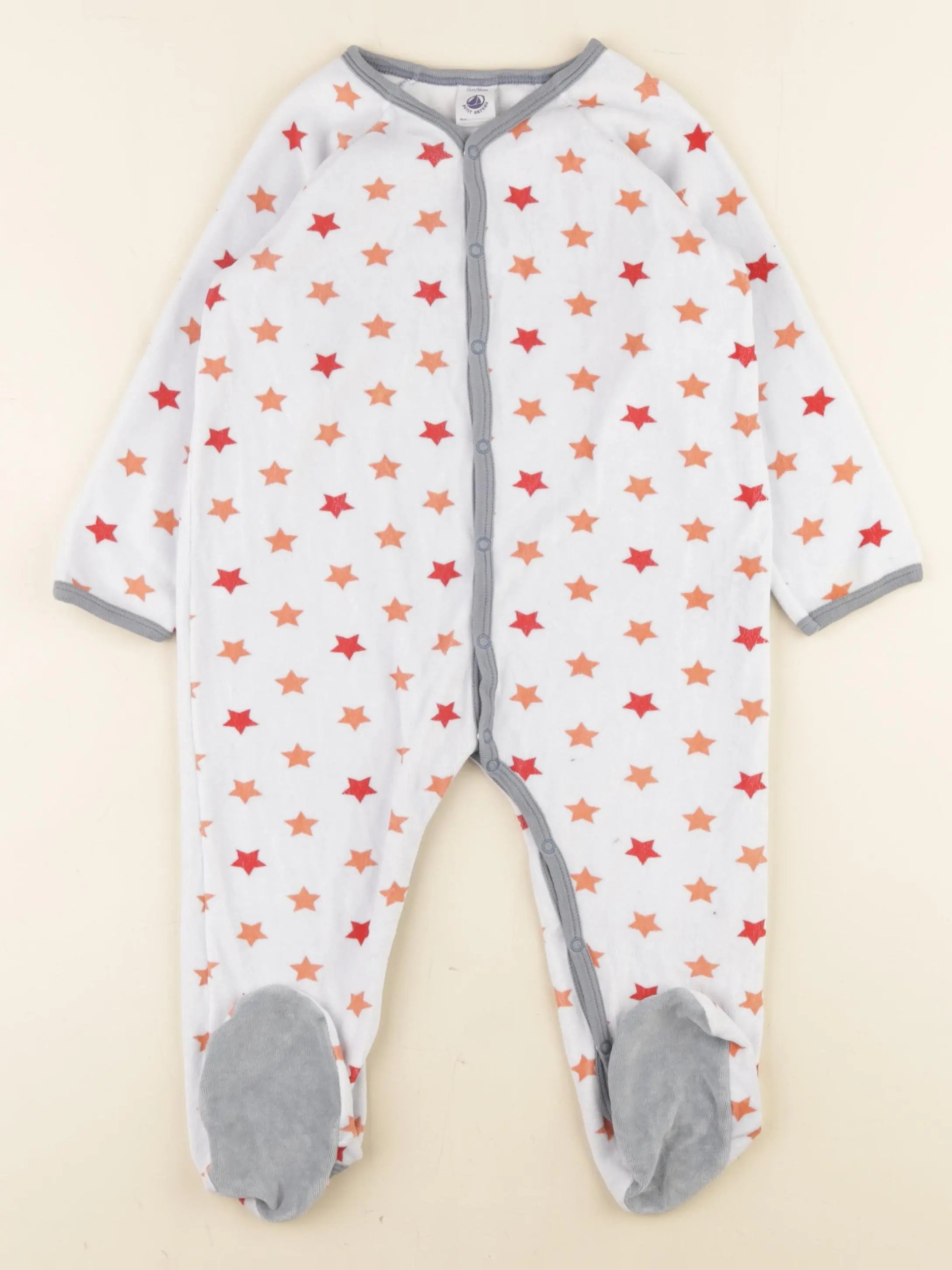 Petit Bateau - pyjama velours gris - 24 mois
