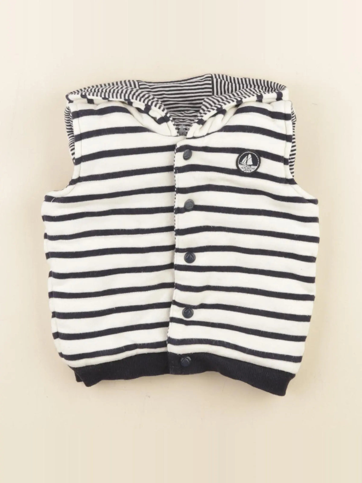 Petit Bateau - gilet blanc, bleu - 12 mois