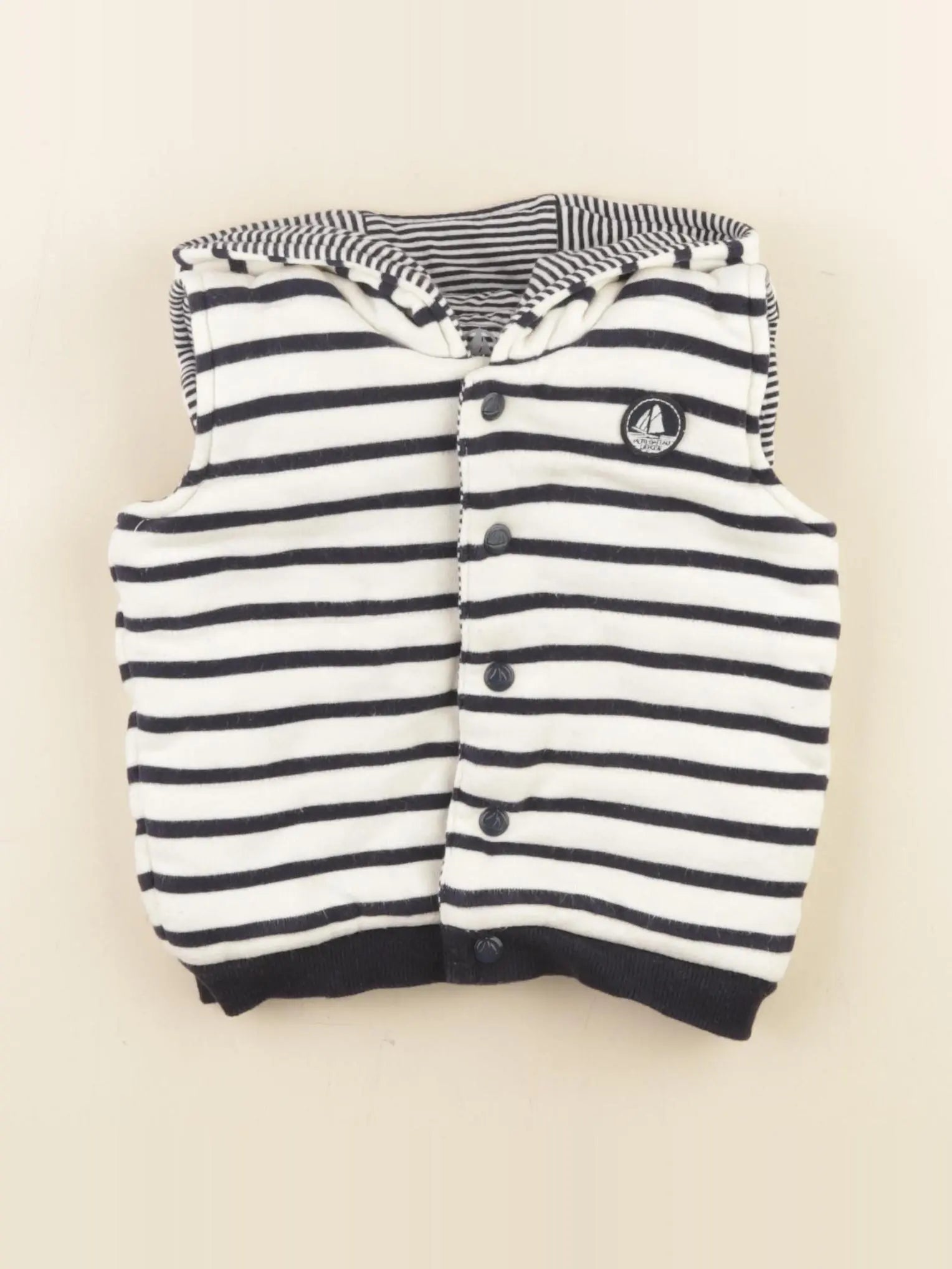 Petit Bateau - gilet blanc, bleu - 12 mois