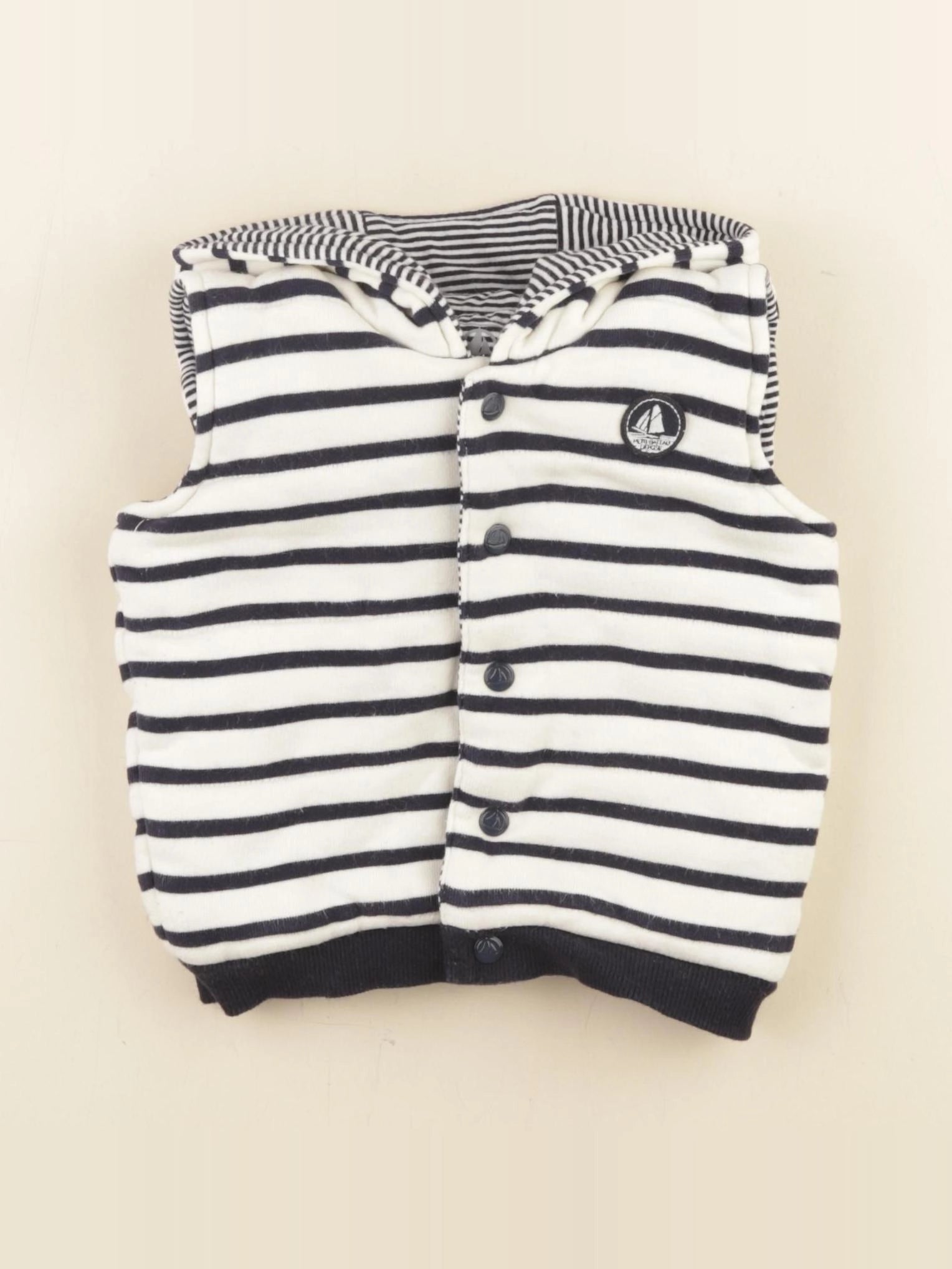 Petit Bateau - gilet blanc, bleu - 12 mois