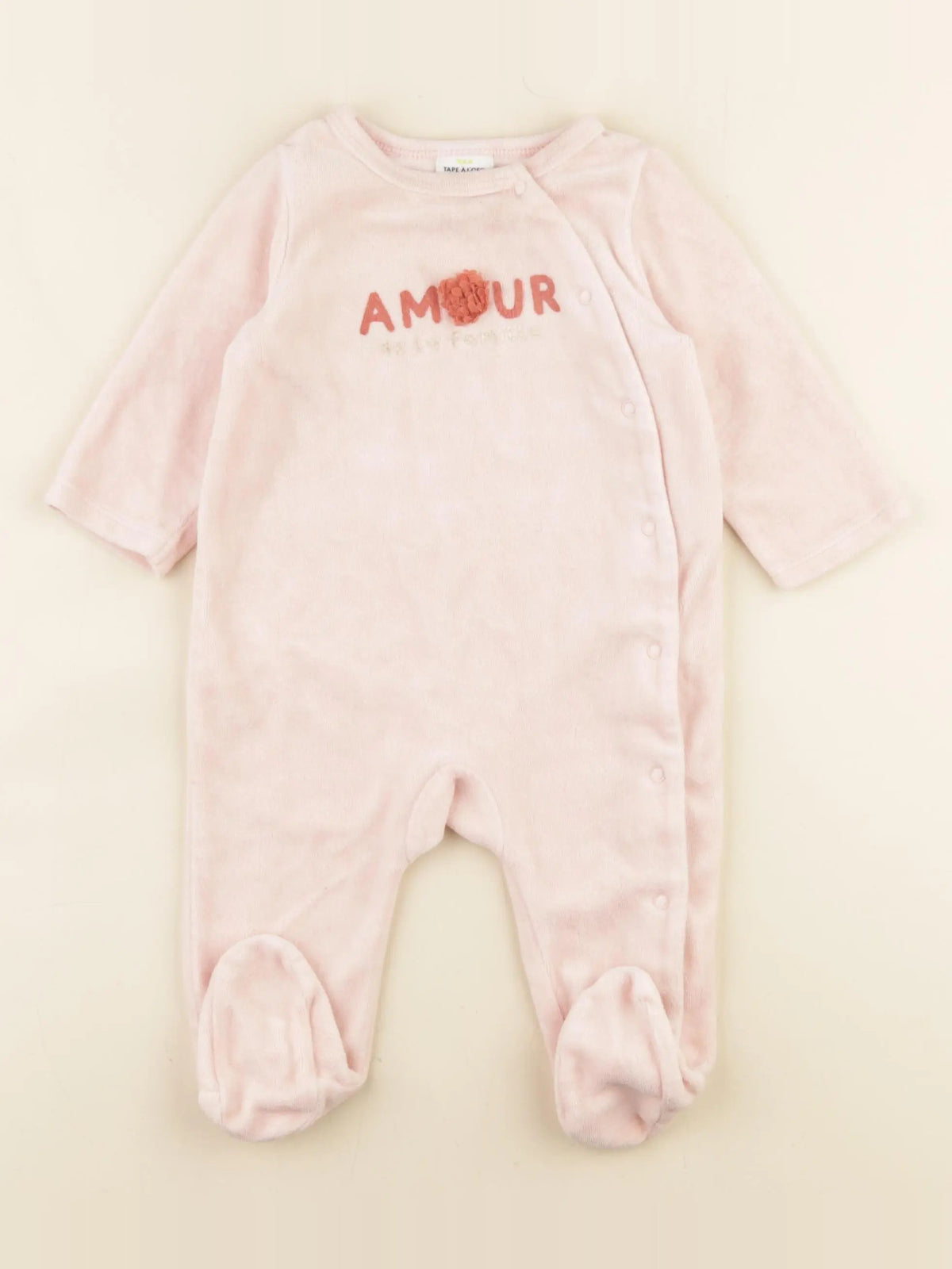 Tape à l'oeil - pyjama velours rose - 6 mois