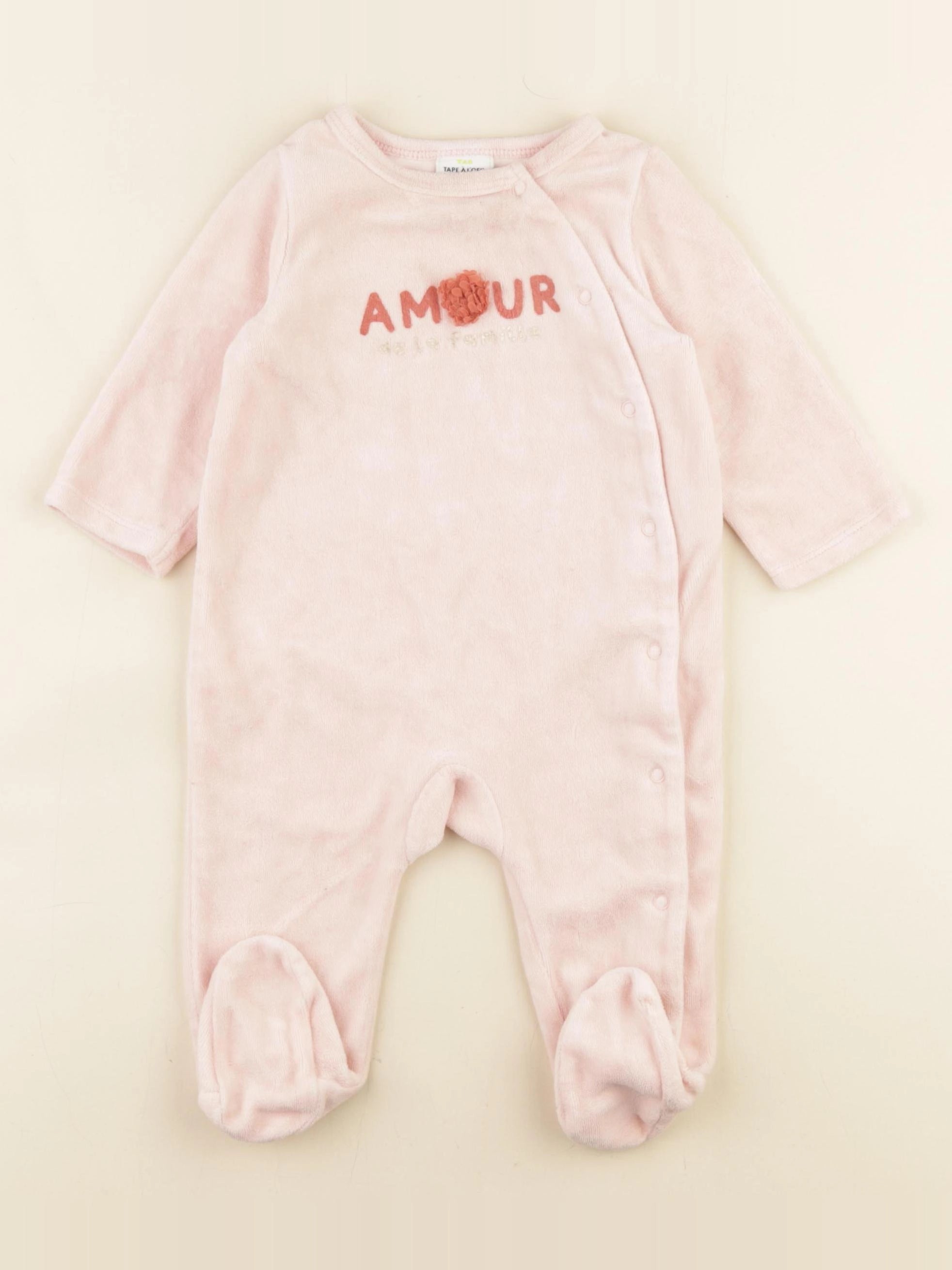Tape à l'oeil - pyjama velours rose - 6 mois