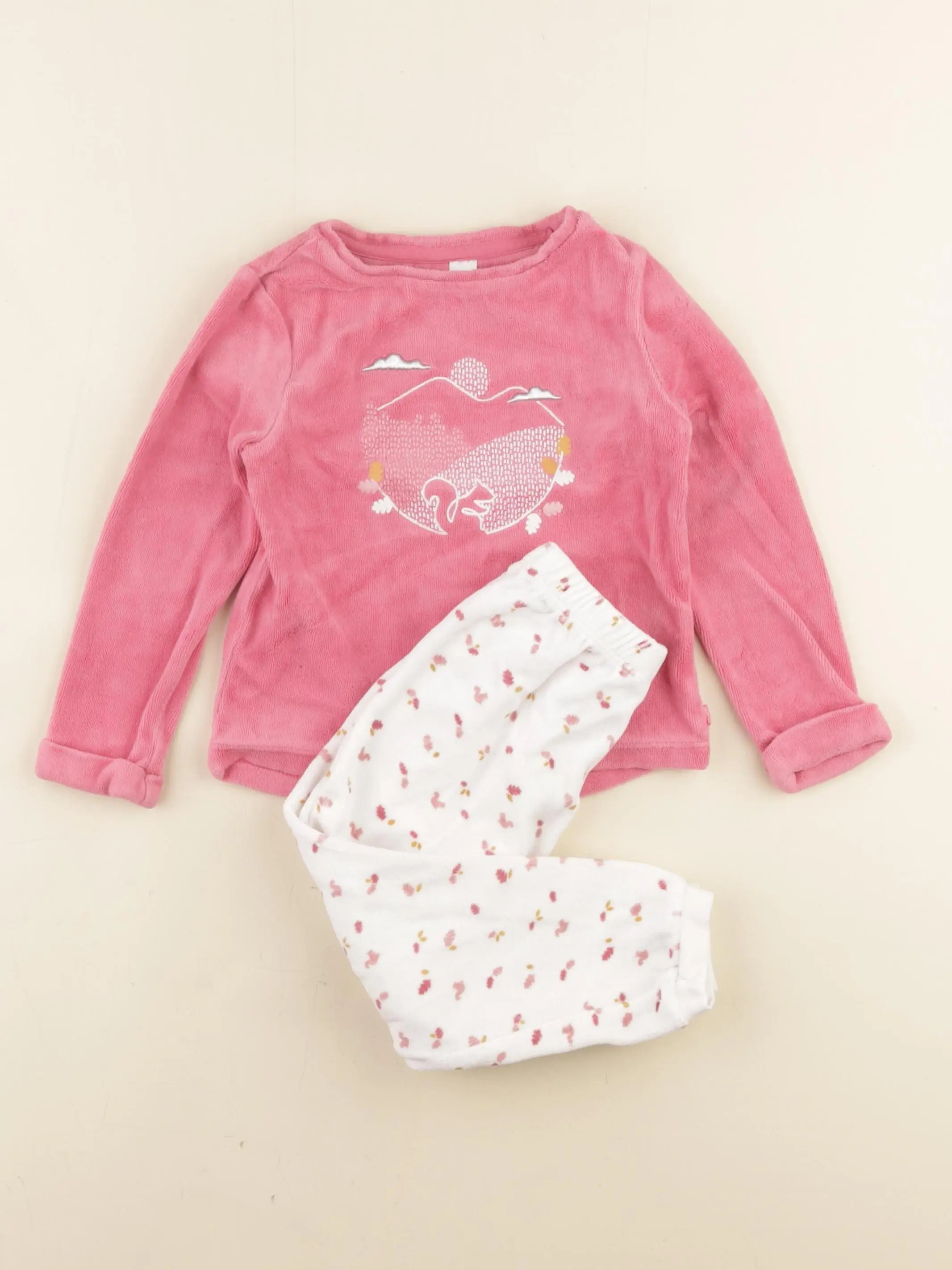Okaidi - pyjama velours rose - 3 ans