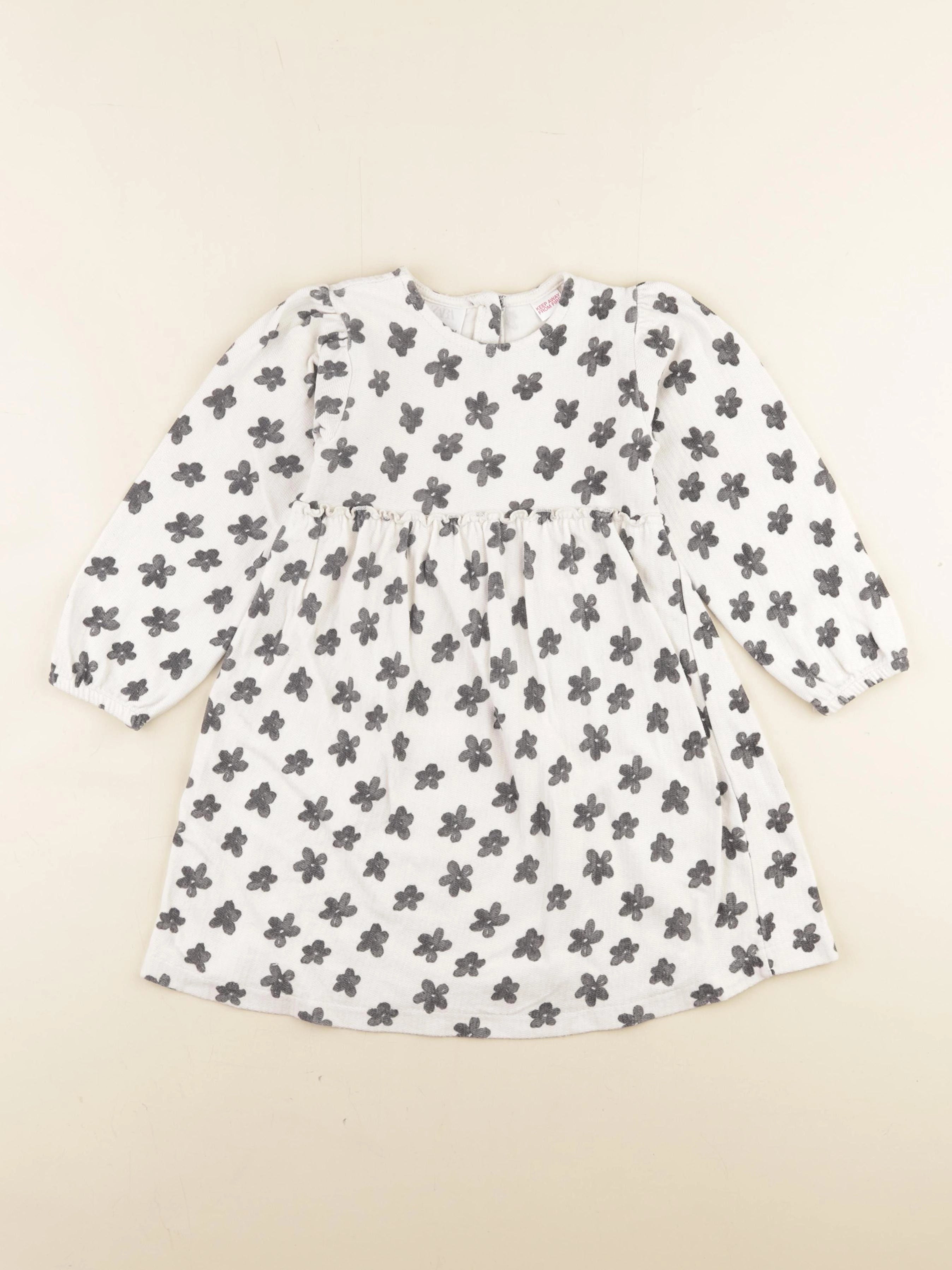 Zara - robe beige, noir - 3/4 ans