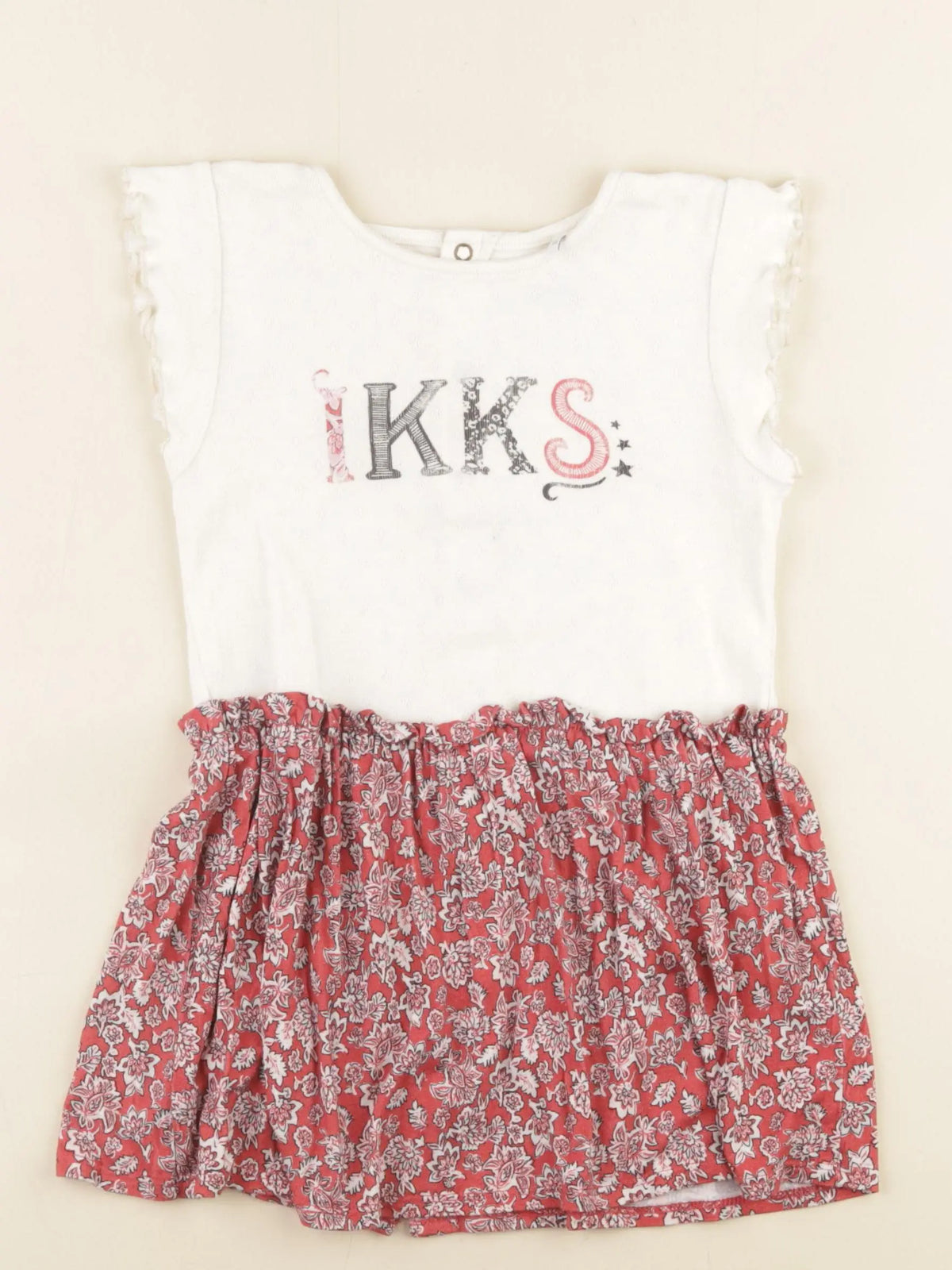 IKKS - robe rouge, beige - 3 ans