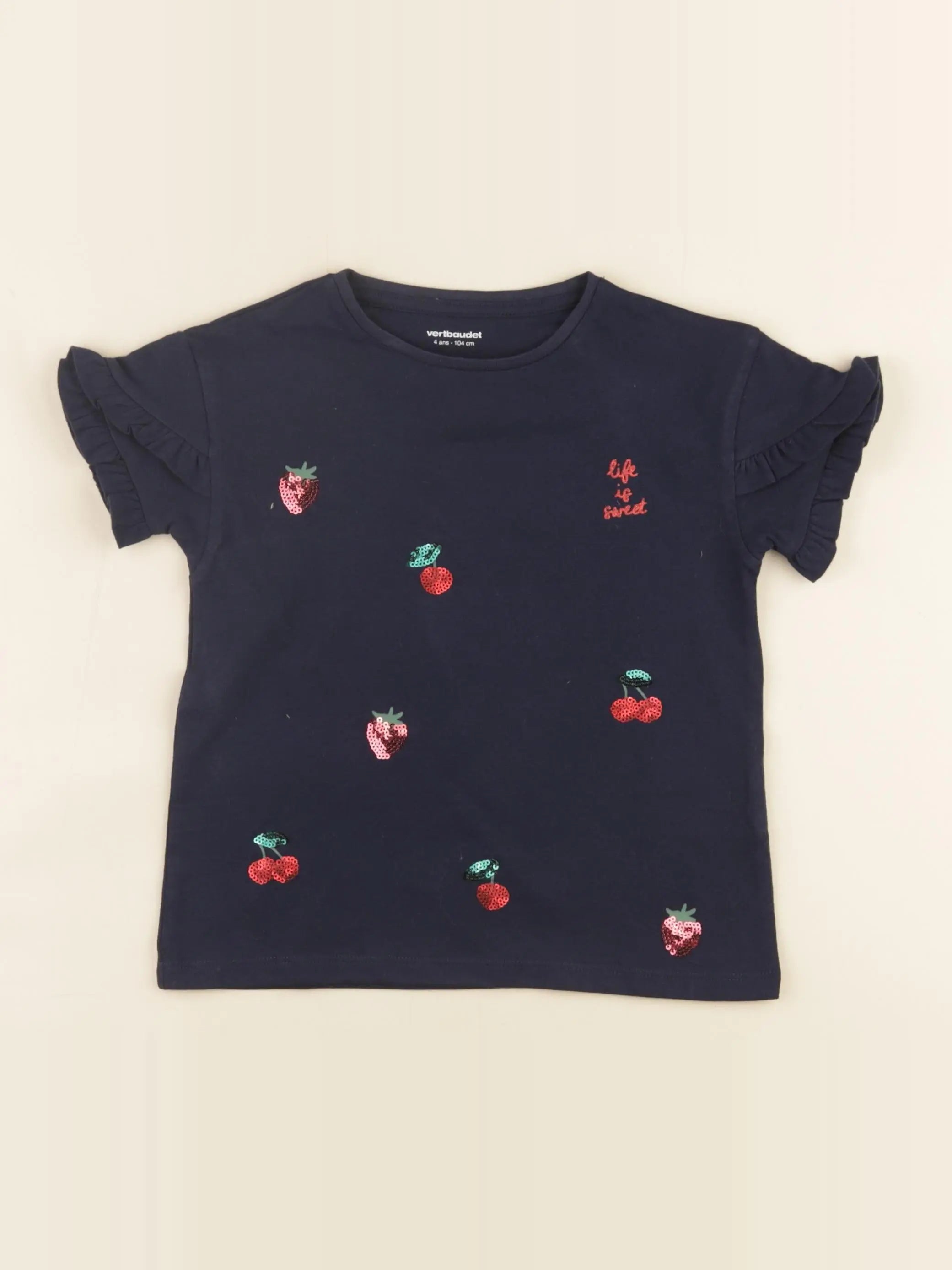 Vertbaudet - tee-shirt bleu - 4 ans