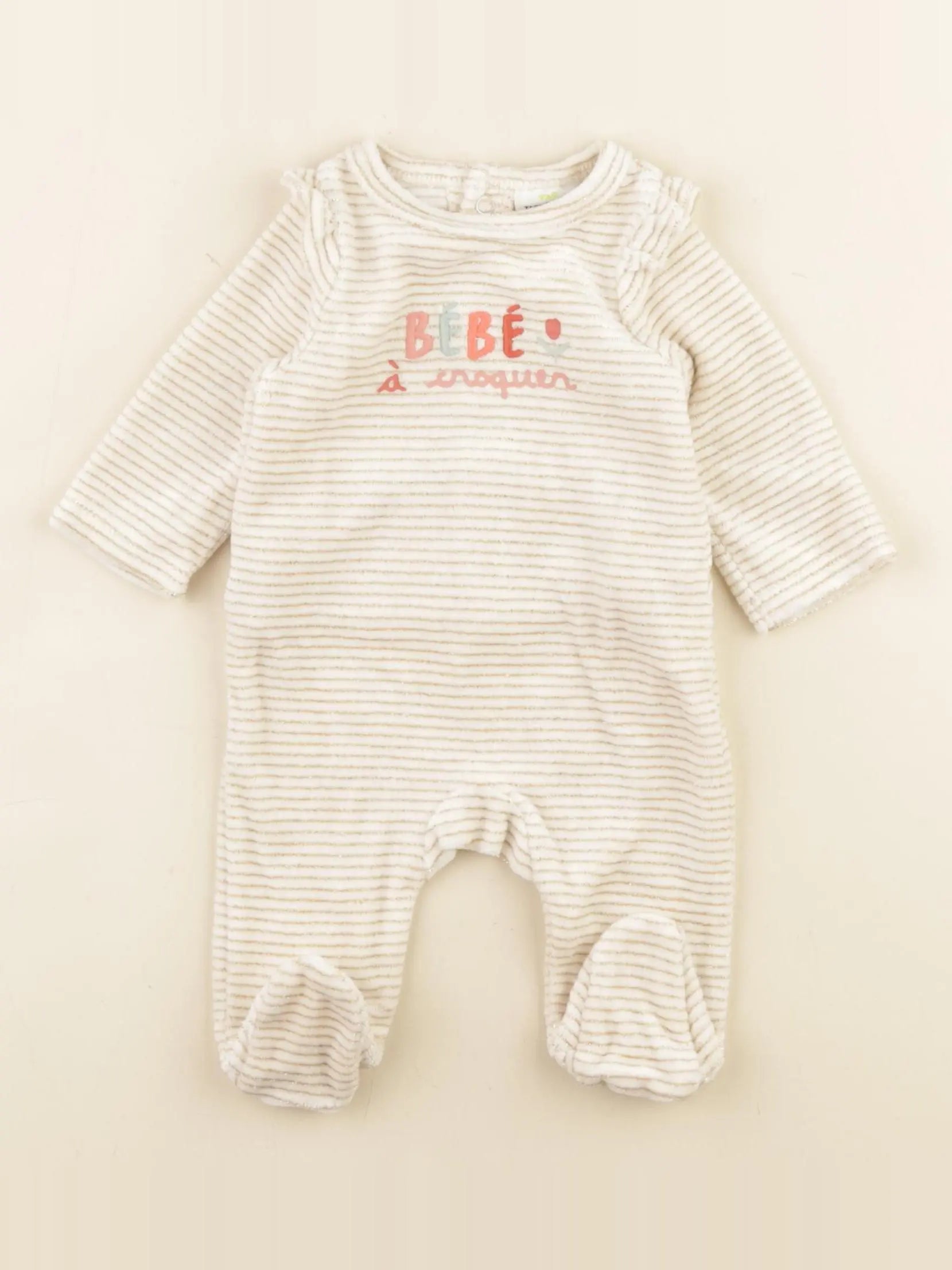 Tape à l'oeil - pyjama velours beige - 1 mois
