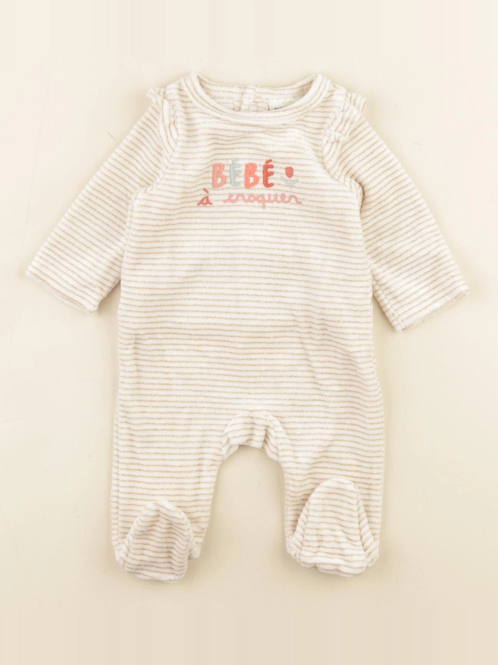 Tape à l'oeil - pyjama velours beige - 1 mois