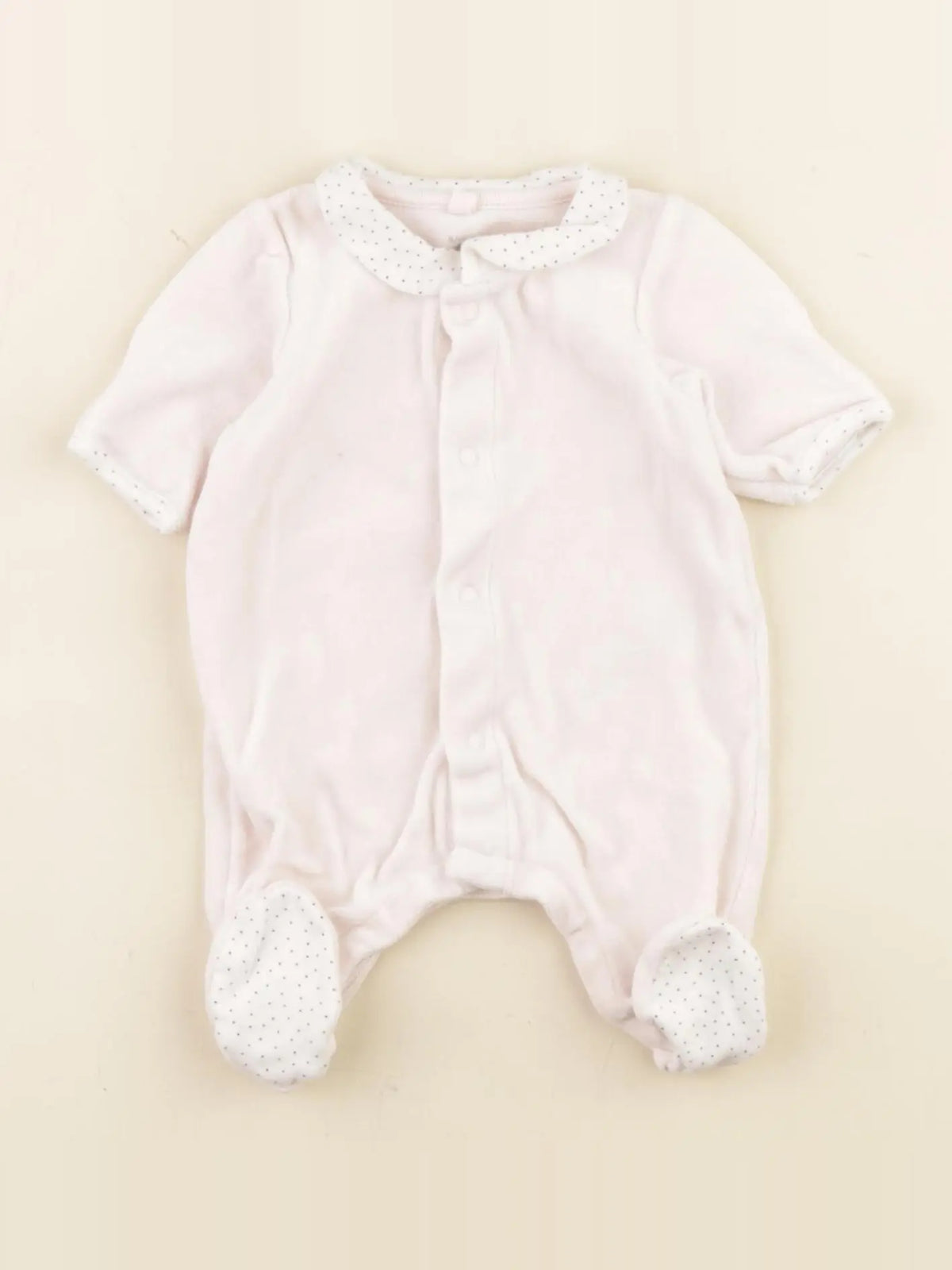Petit Bateau - pyjama velours rose - 0 mois