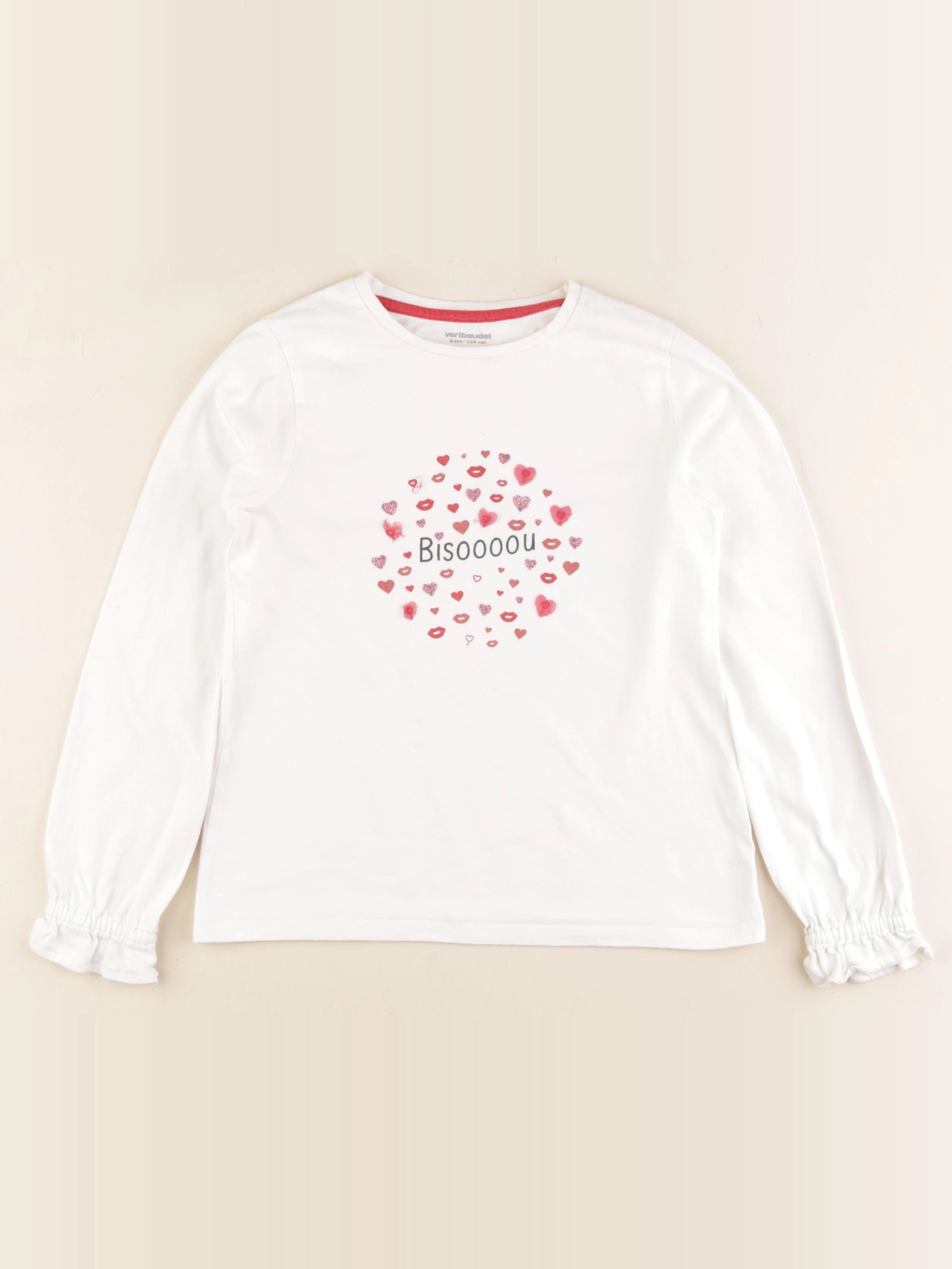 Vertbaudet - tee-shirt blanc - 8 ans