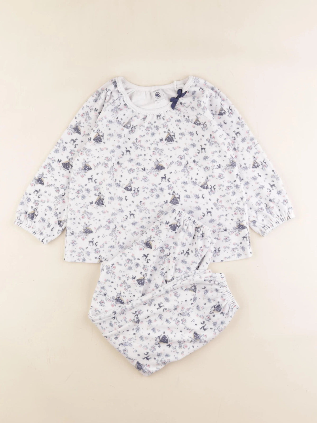 Petit Bateau - pyjama velours bleu - 5 ans