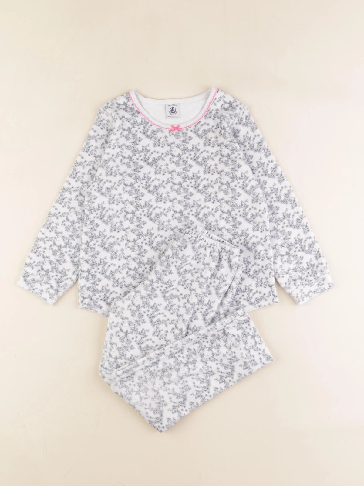 Petit Bateau - pyjama velours bleu - 5 ans