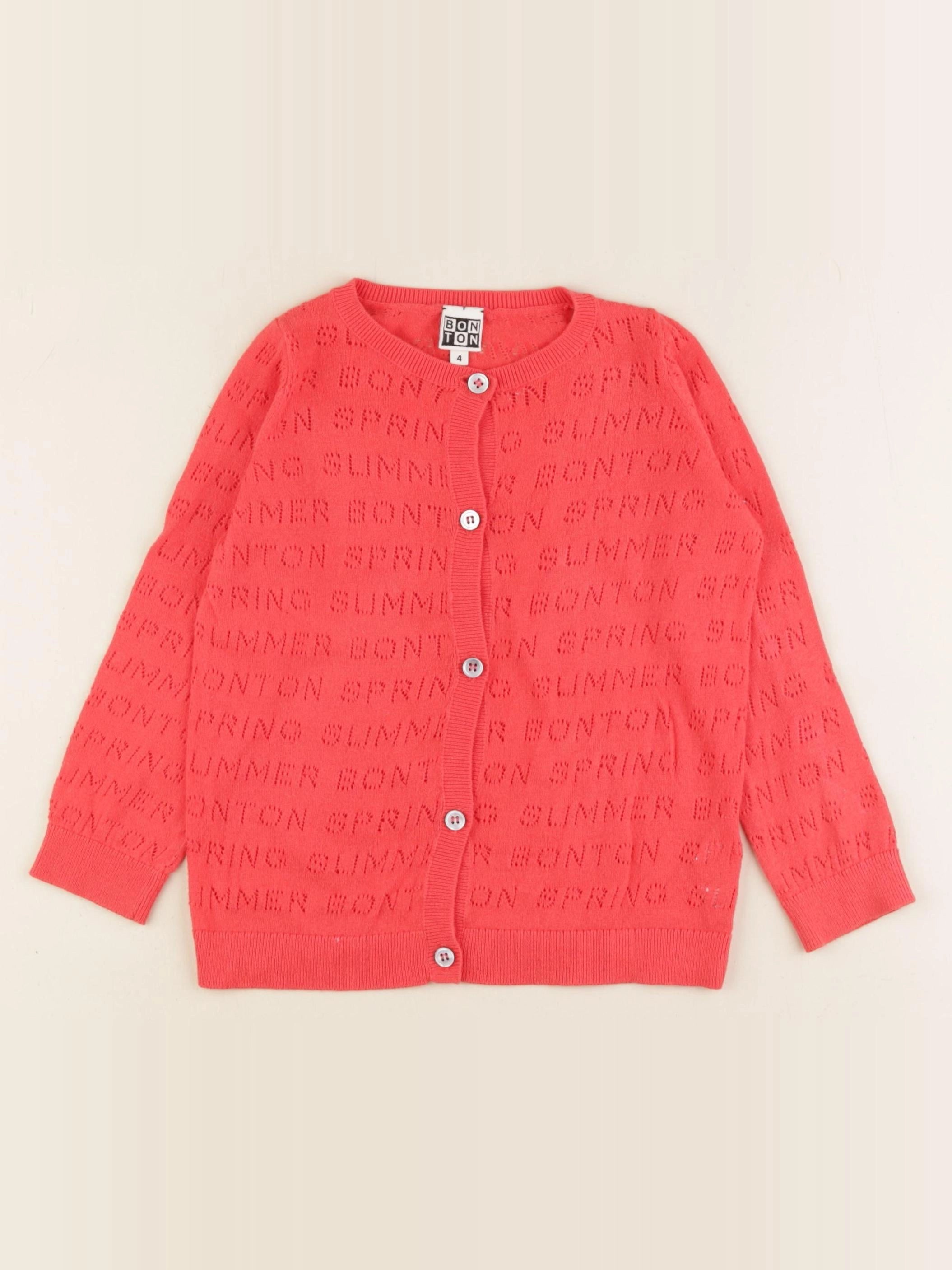 Bonton - gilet rouge, orange - 4 ans