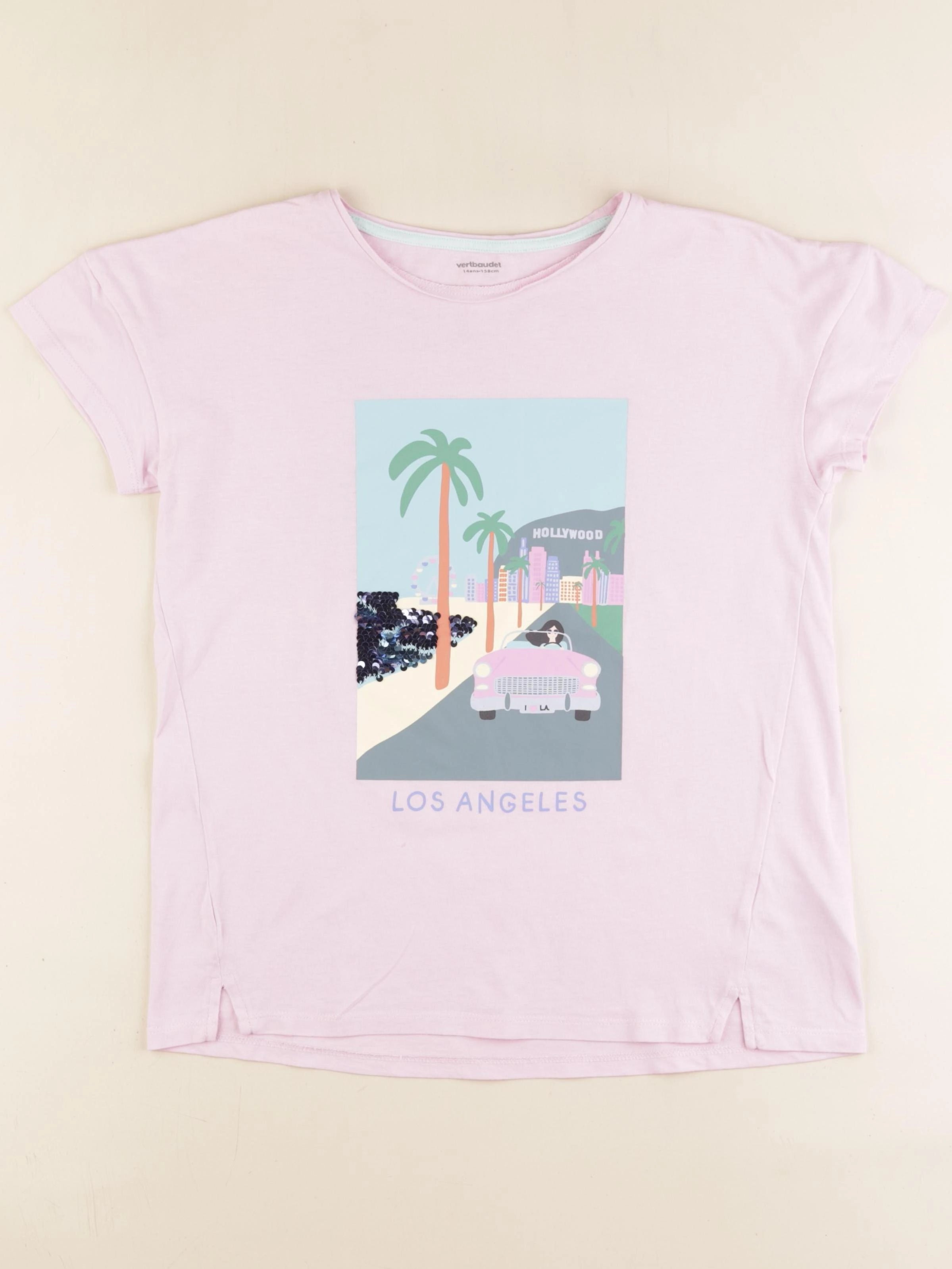 Vertbaudet - tee-shirt rose - 14 ans