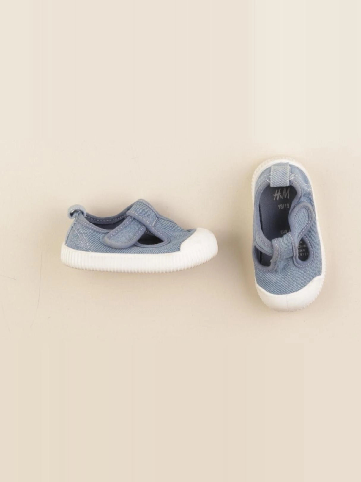 H&M - tennis à scratch/ lacets bleu - pointure 18/19