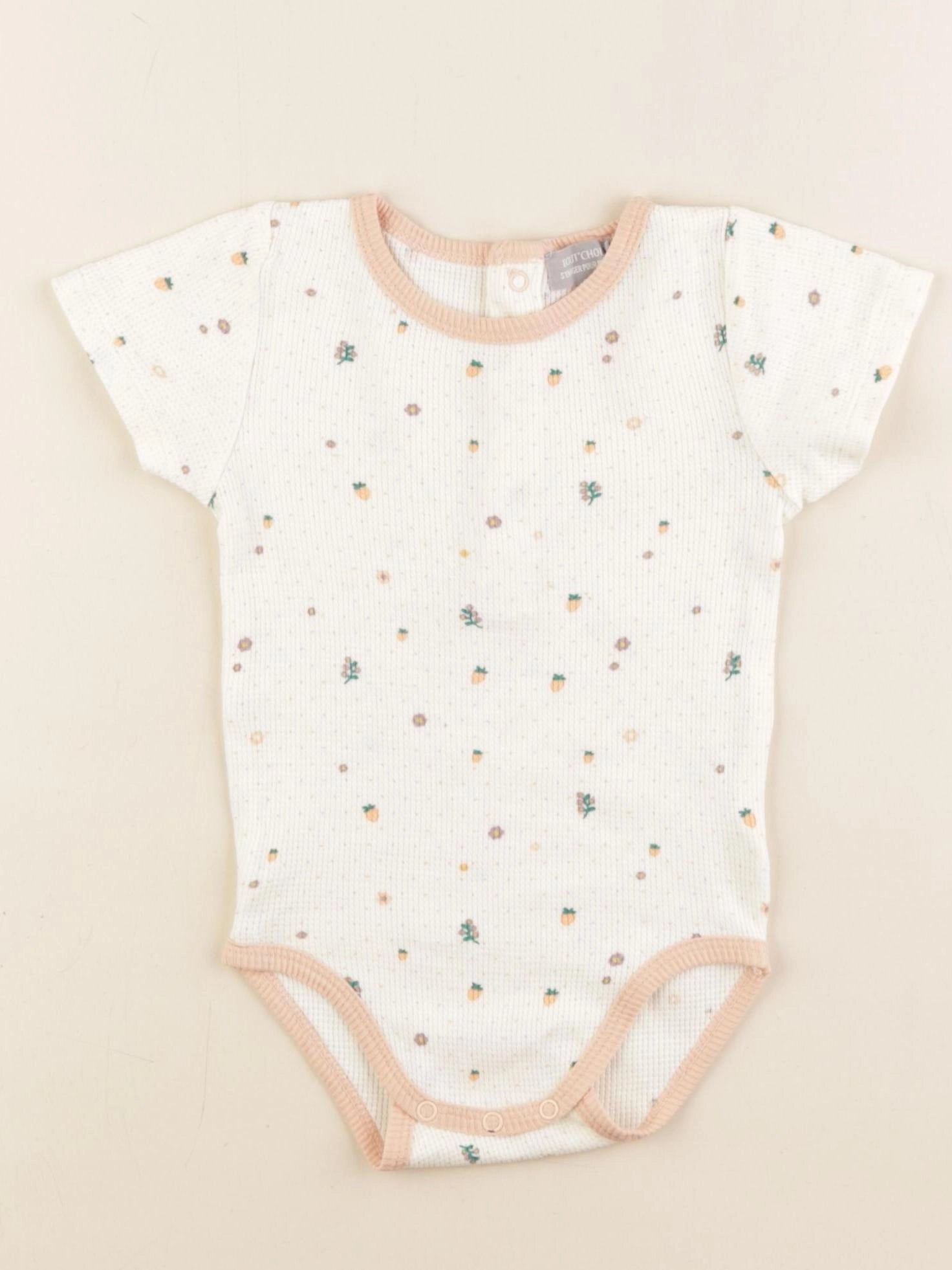 Boutchou - body blanc, rose - 12 mois