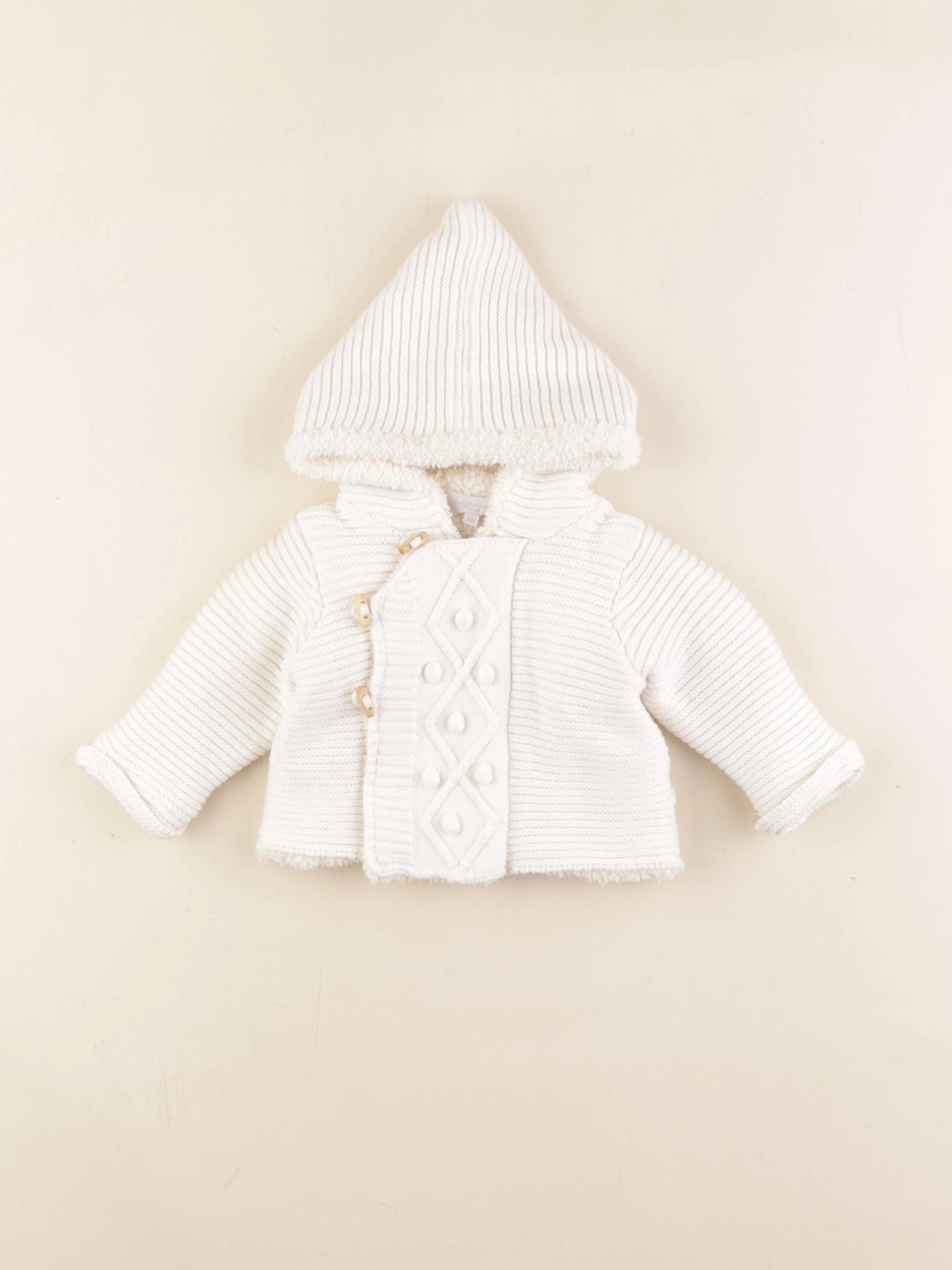 Cadet Rousselle - veste doublé blanc - 3 mois