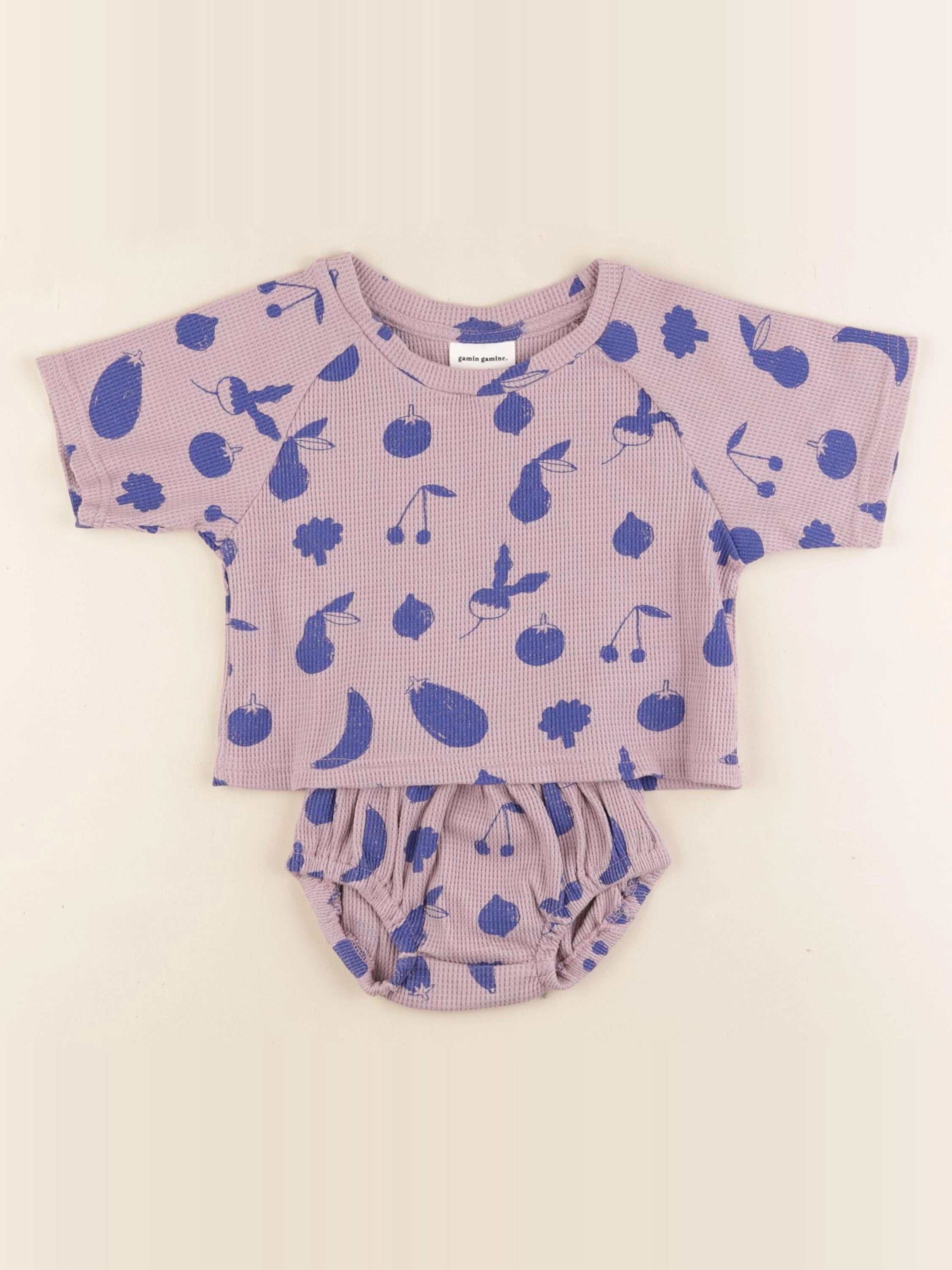 Gamin gamine - ensemble violet - 3/6 mois