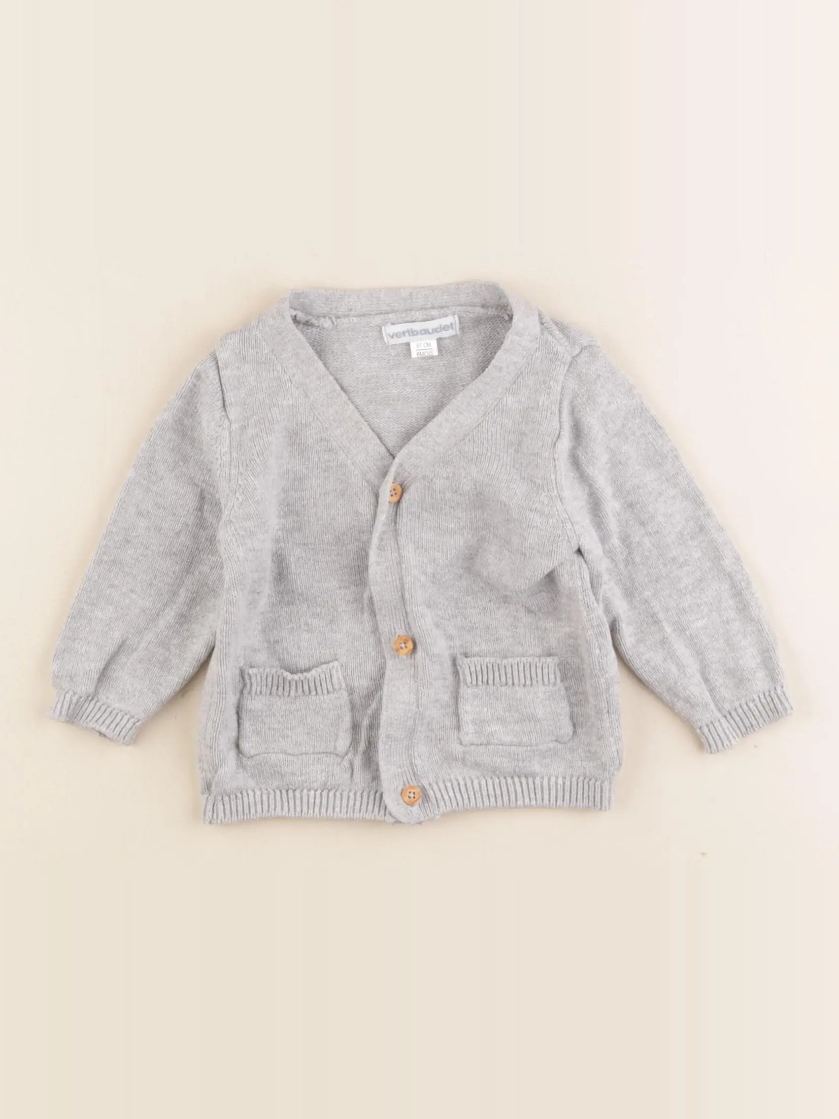 Vertbaudet - gilet gris - 6 mois