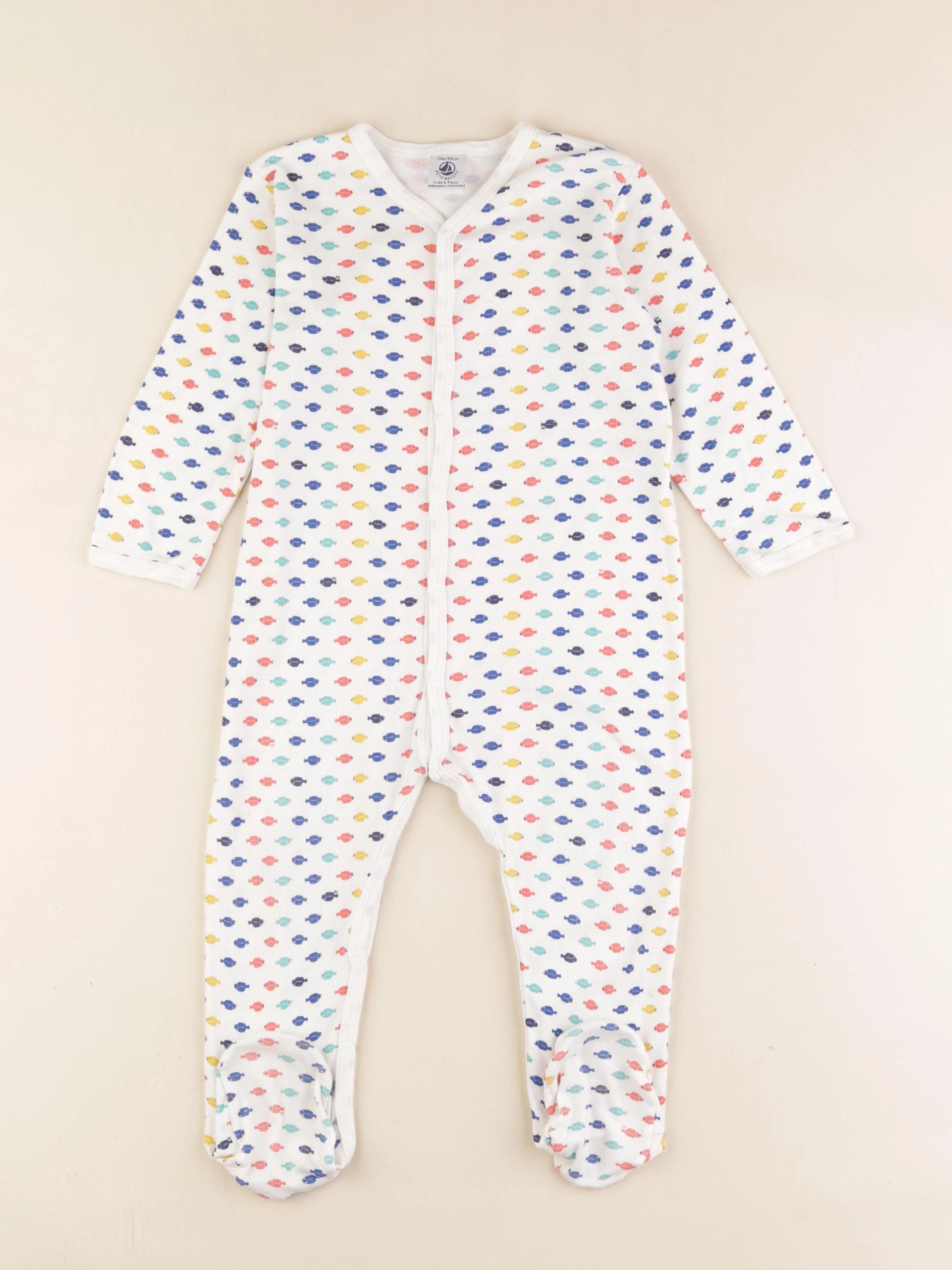 Petit Bateau - pyjama coton blanc - 24 mois