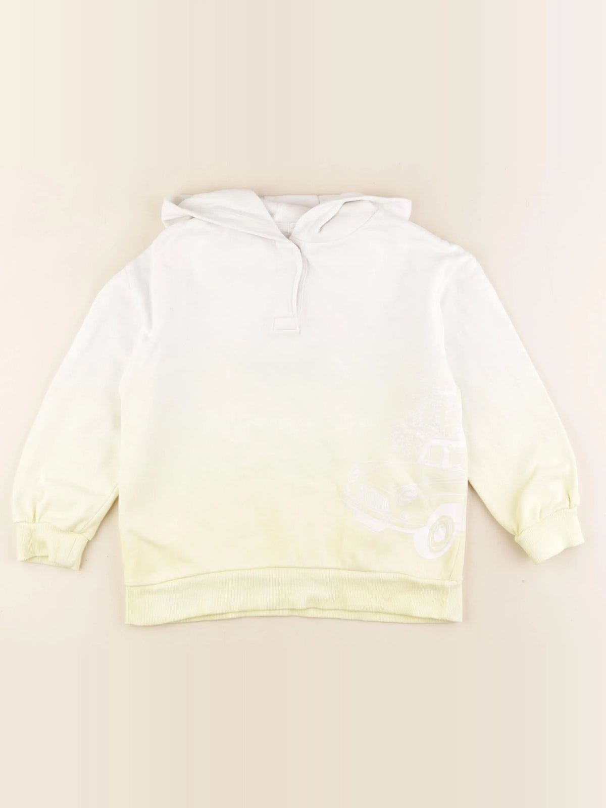 Vertbaudet - sweat blanc, jaune - 6 ans