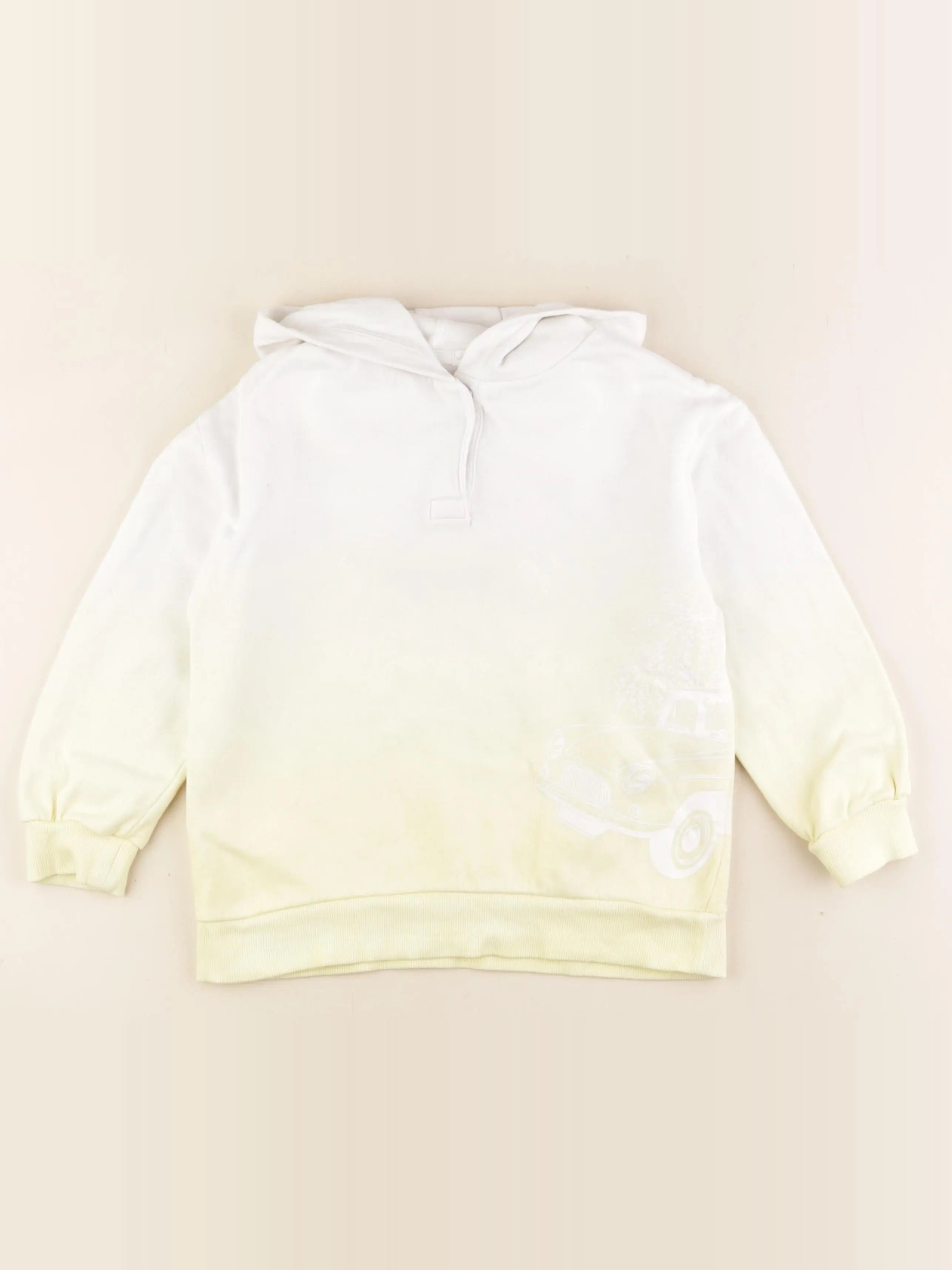 Vertbaudet - sweat blanc, jaune - 6 ans