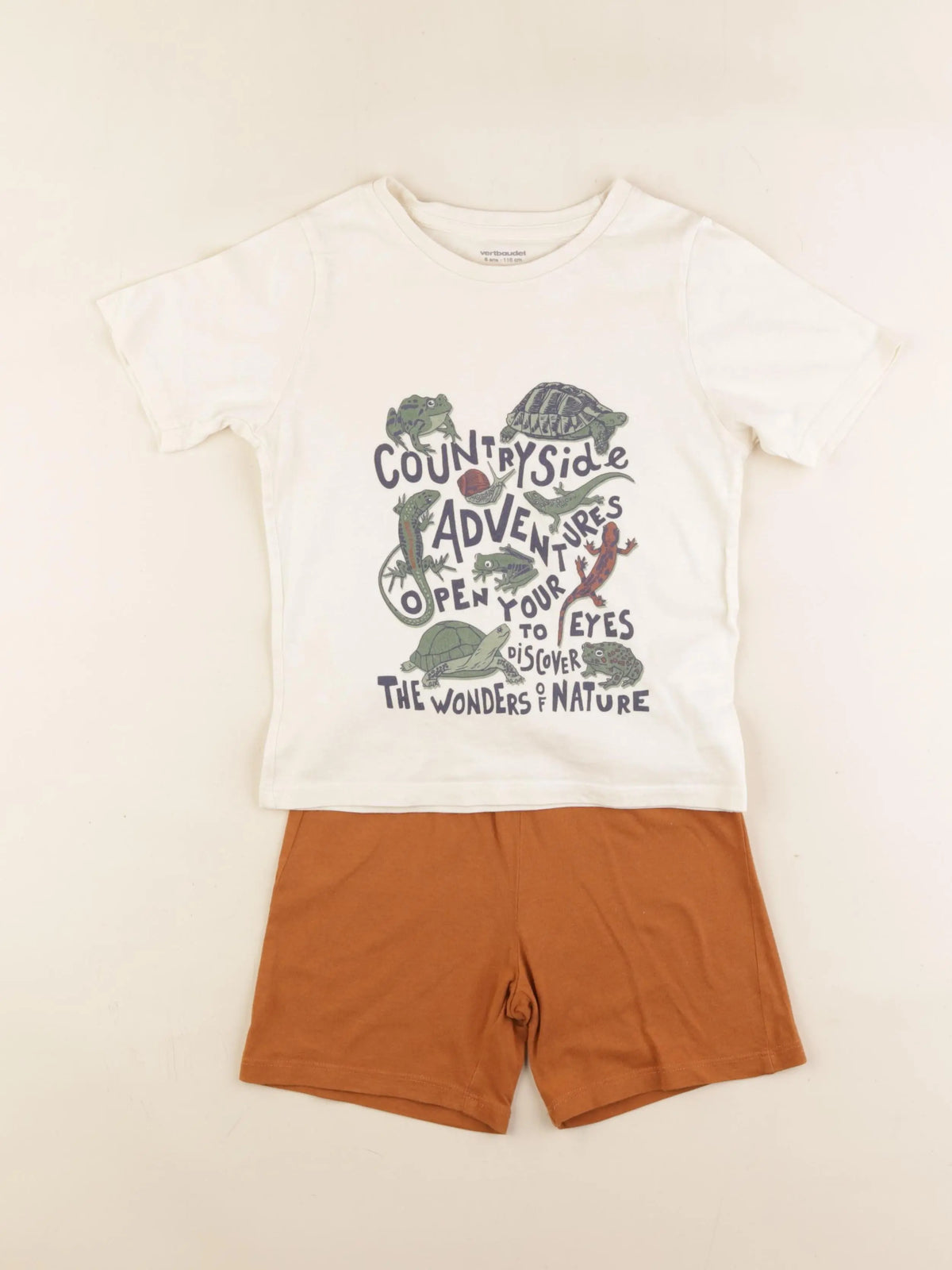 Vertbaudet - pyjama coton beige - 6 ans