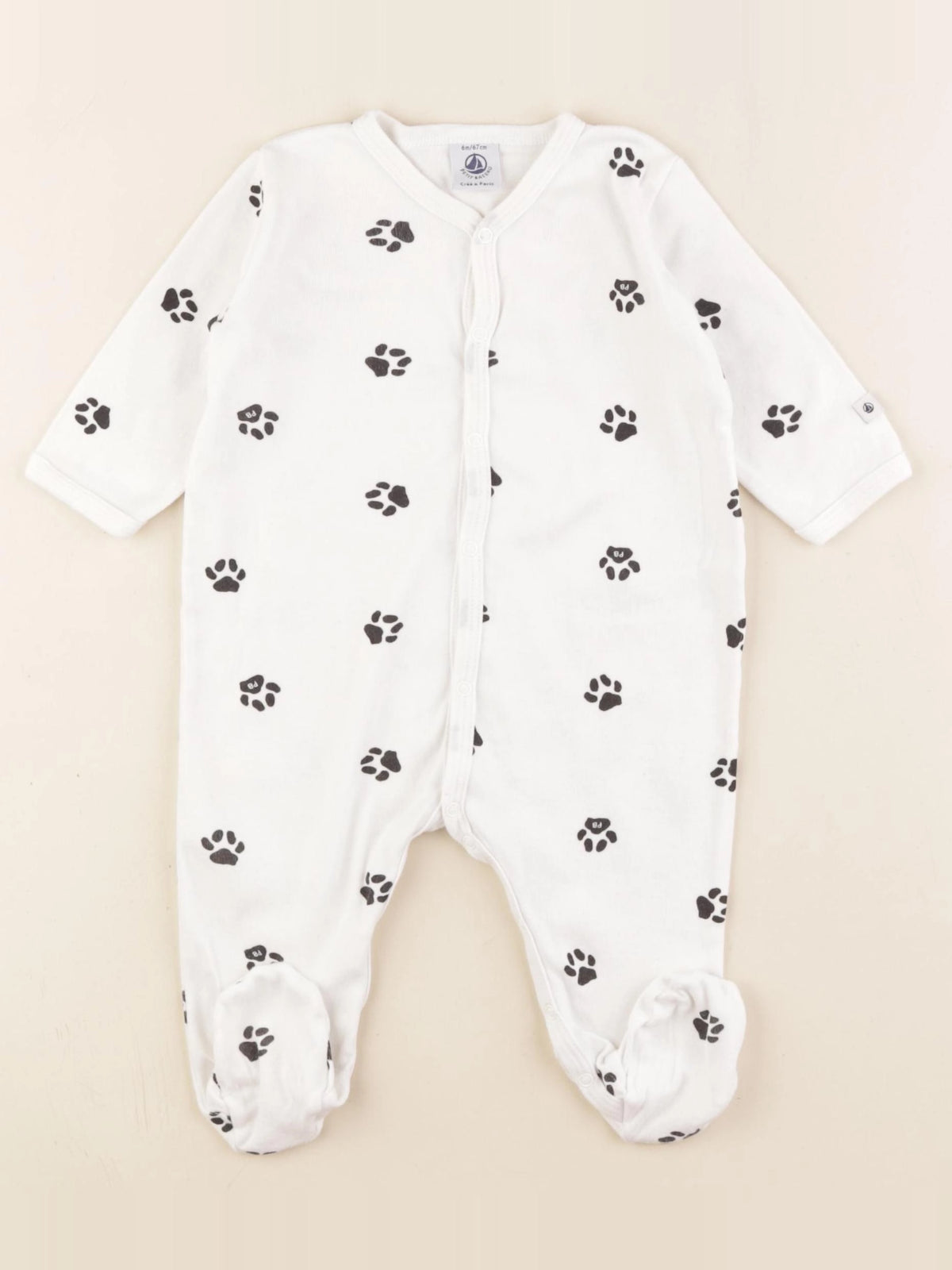 Petit Bateau - pyjama coton blanc - 6 mois