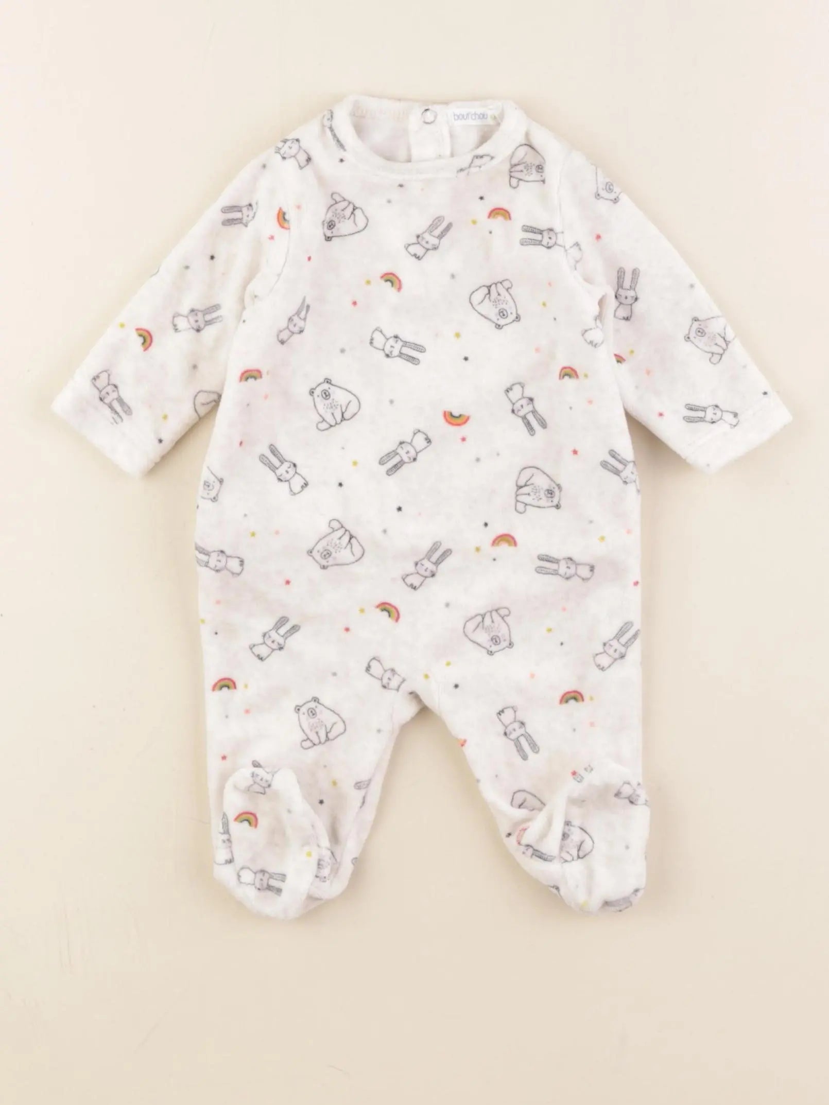 Boutchou - pyjama velours beige - 1 mois