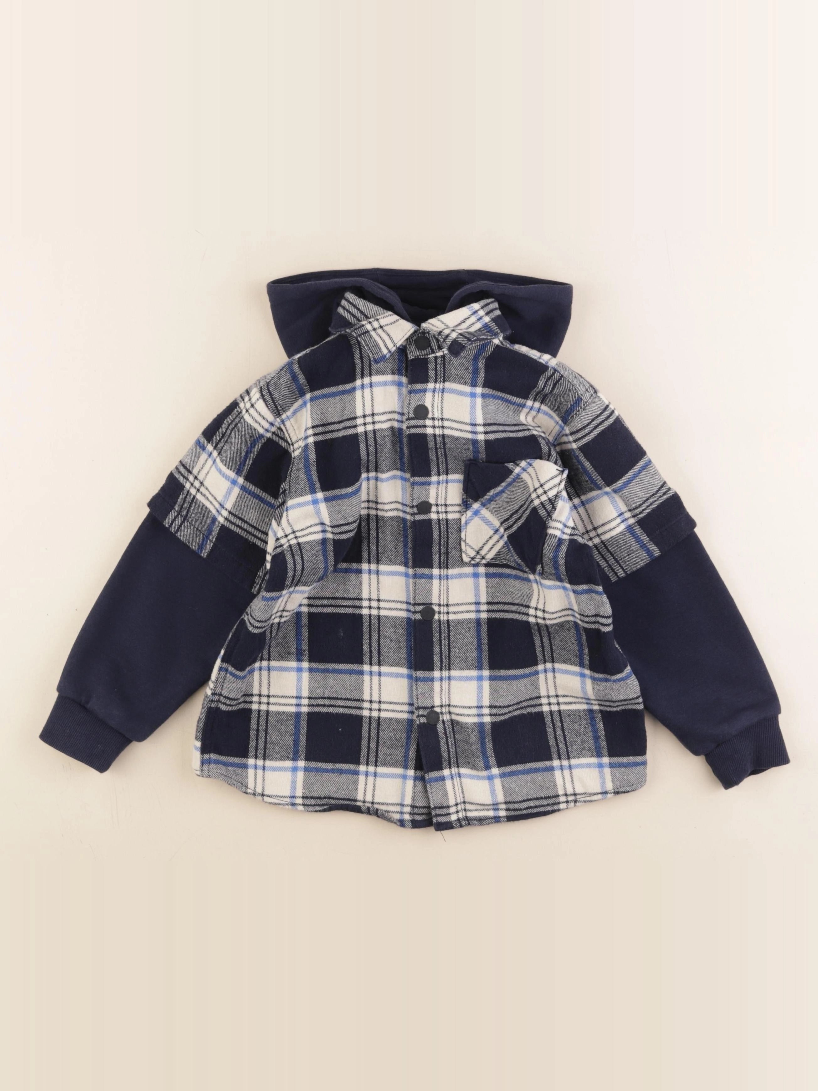 Vertbaudet - sur-chemise bleu, blanc - 5 ans