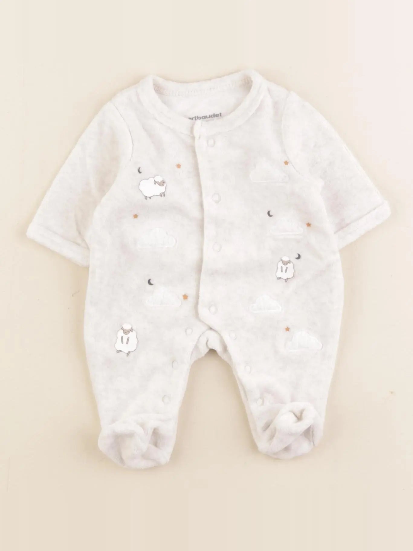 Vertbaudet - pyjama velours beige - Prématuré