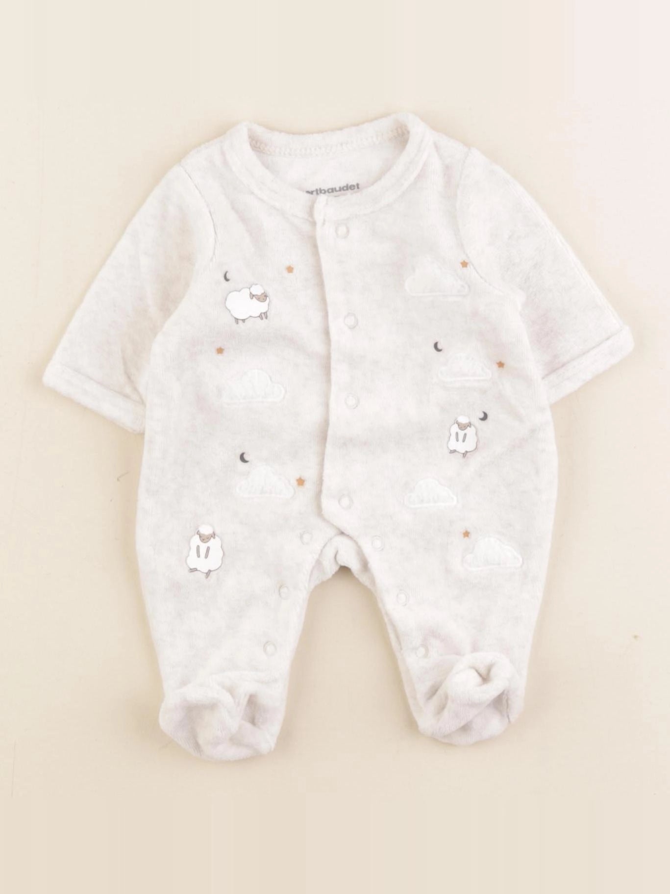 Vertbaudet - pyjama velours beige - Prématuré