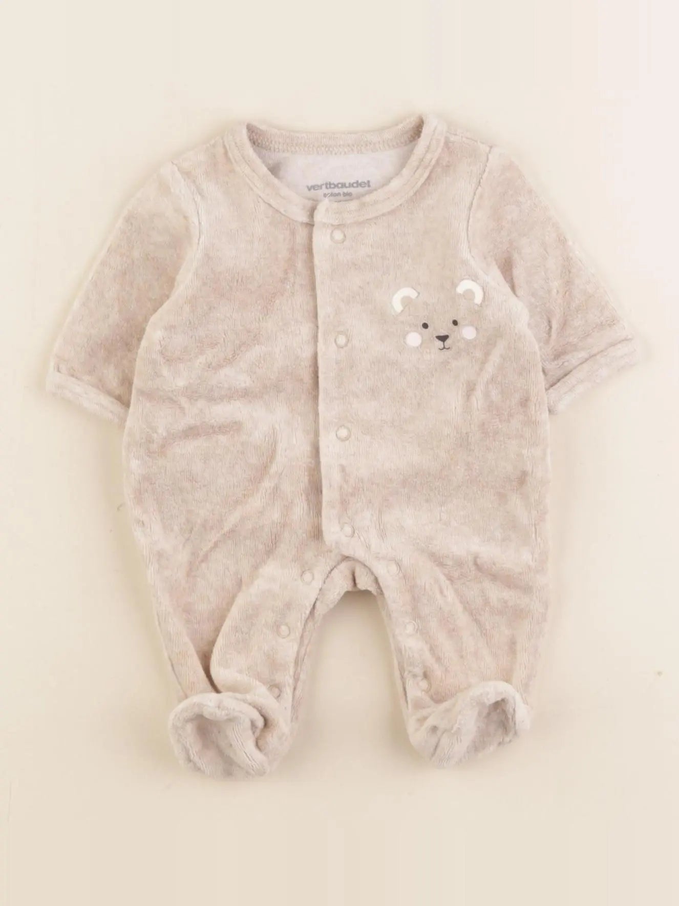 Vertbaudet - pyjama velours beige - Prématuré