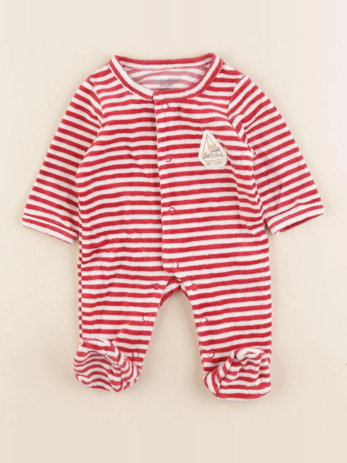 Vertbaudet - pyjama velours rouge - 0 mois