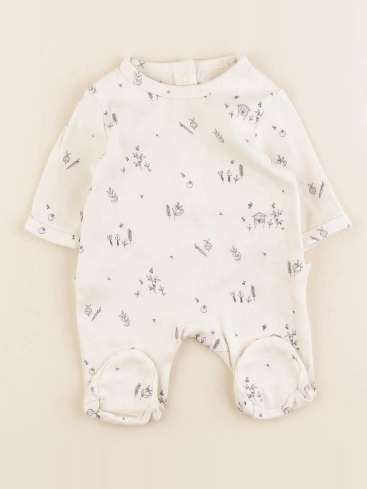 Vertbaudet - pyjama coton beige - 0 mois