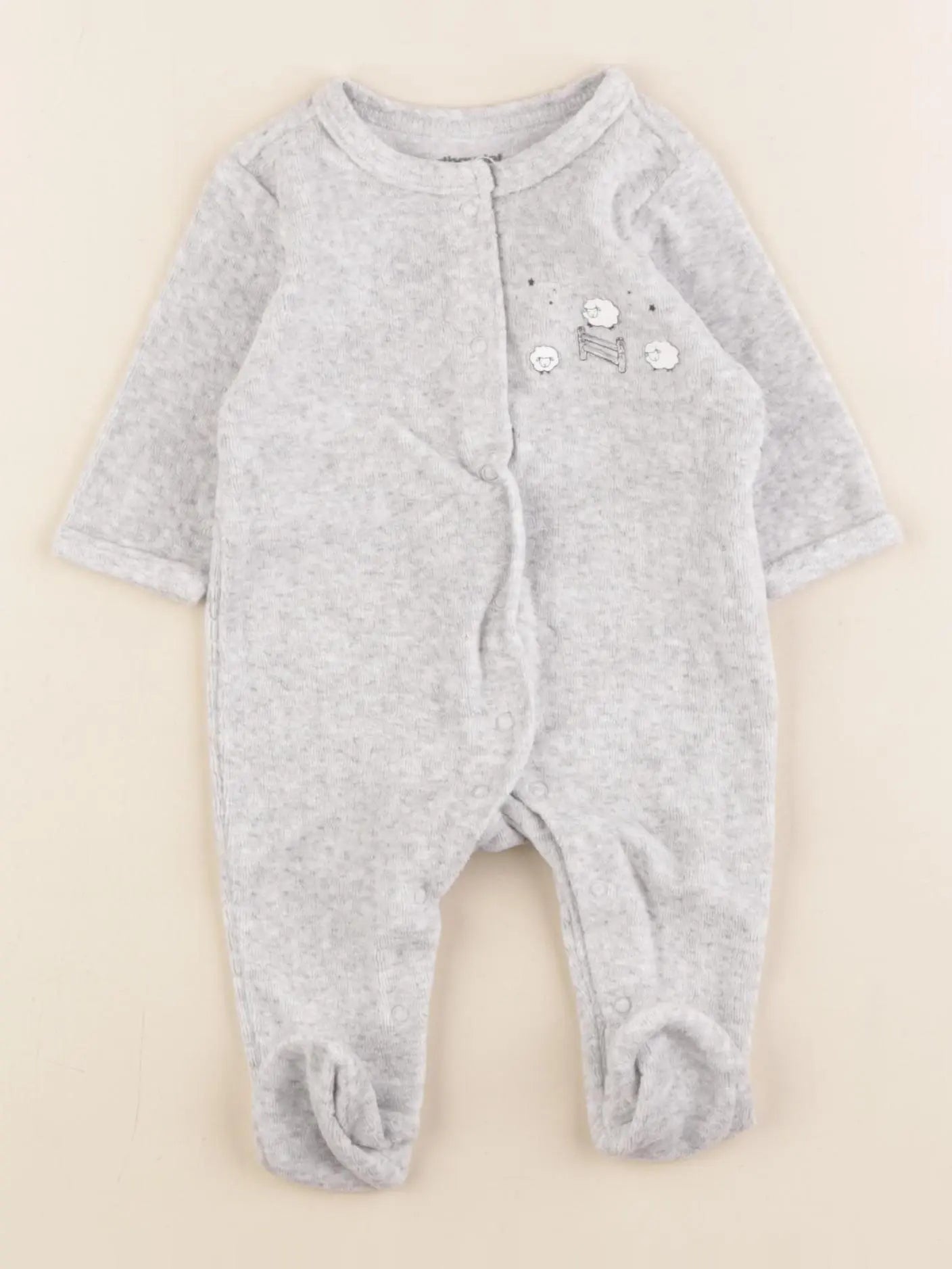 Vertbaudet - pyjama velours gris - 1 mois