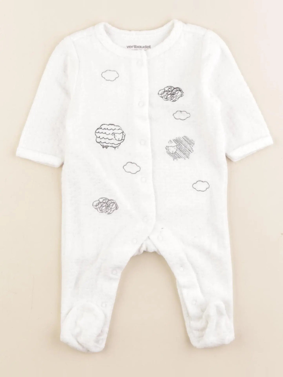 Vertbaudet - pyjama velours blanc - 1 mois