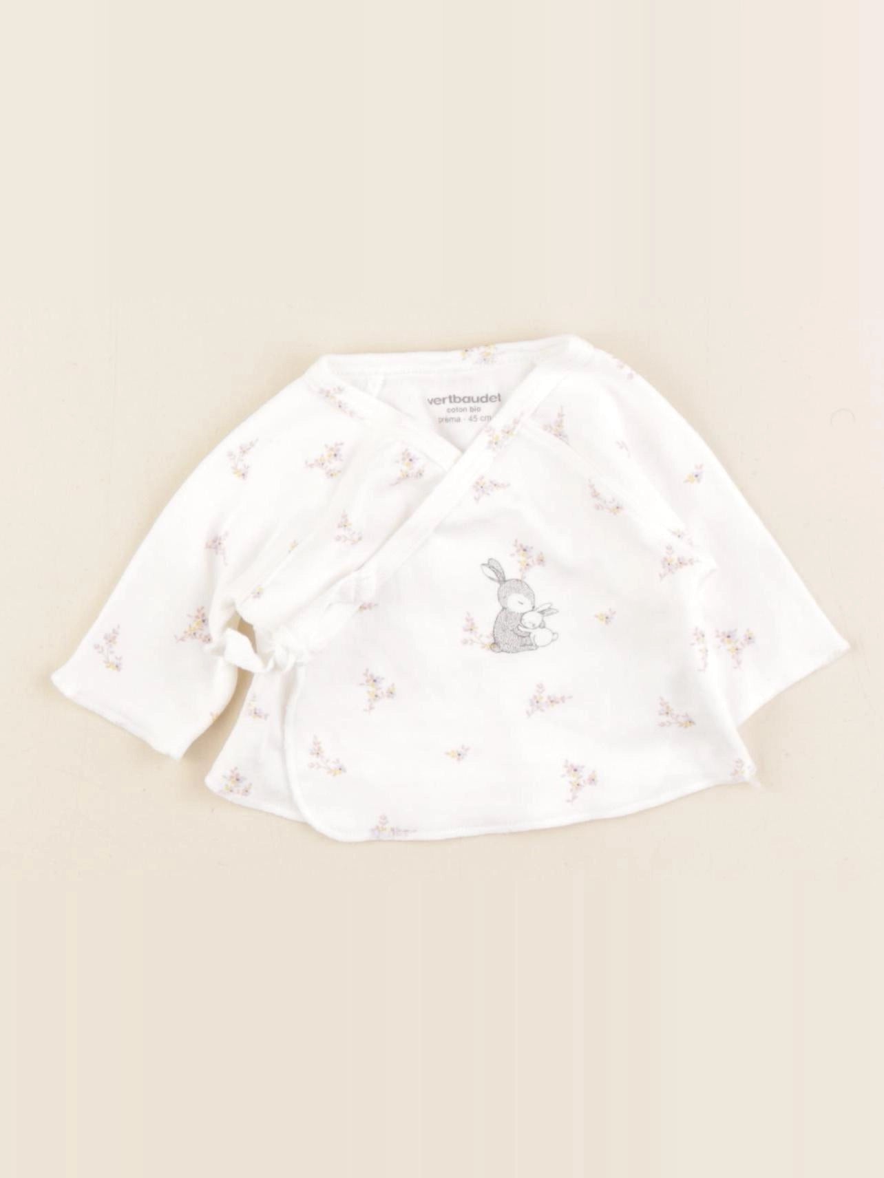 Vertbaudet - tee-shirt blanc, rose - Prématuré