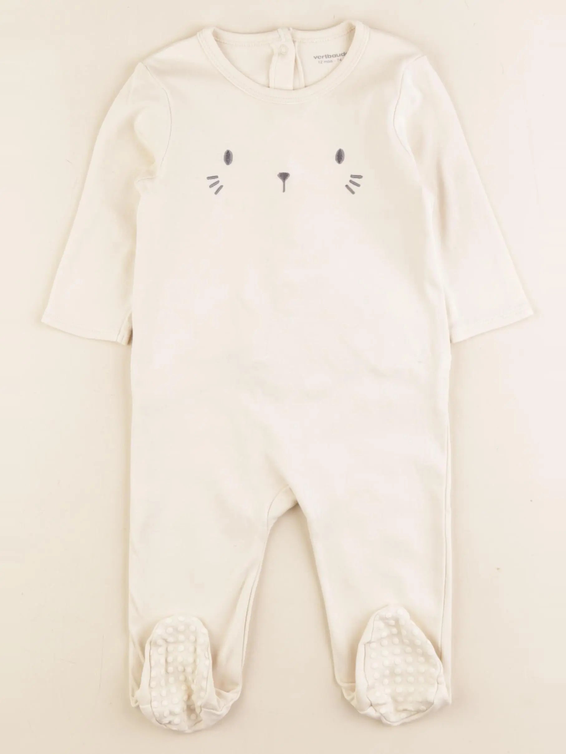 Vertbaudet - pyjama coton beige - 12 mois