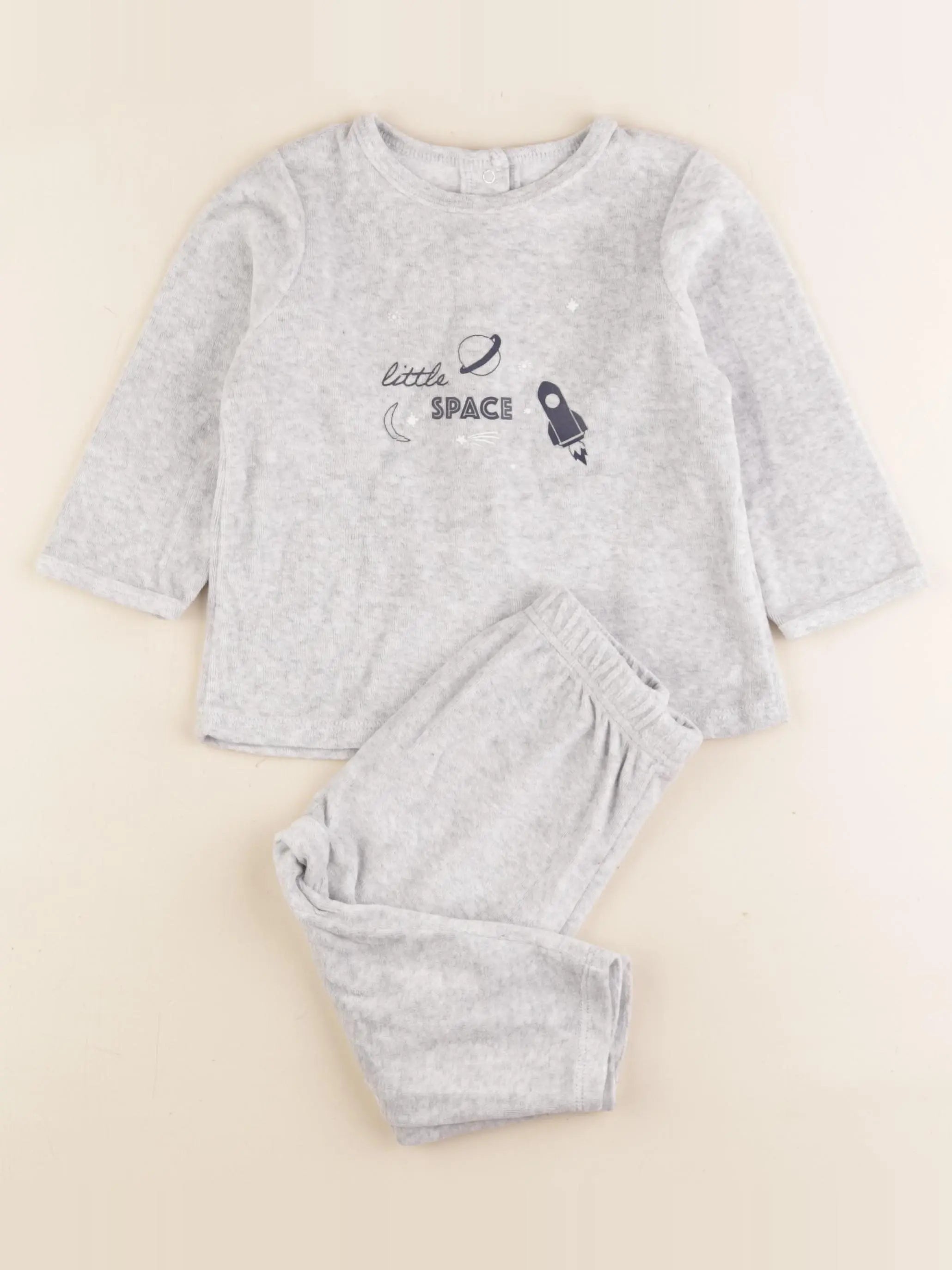 Vertbaudet - pyjama velours gris - 18 mois