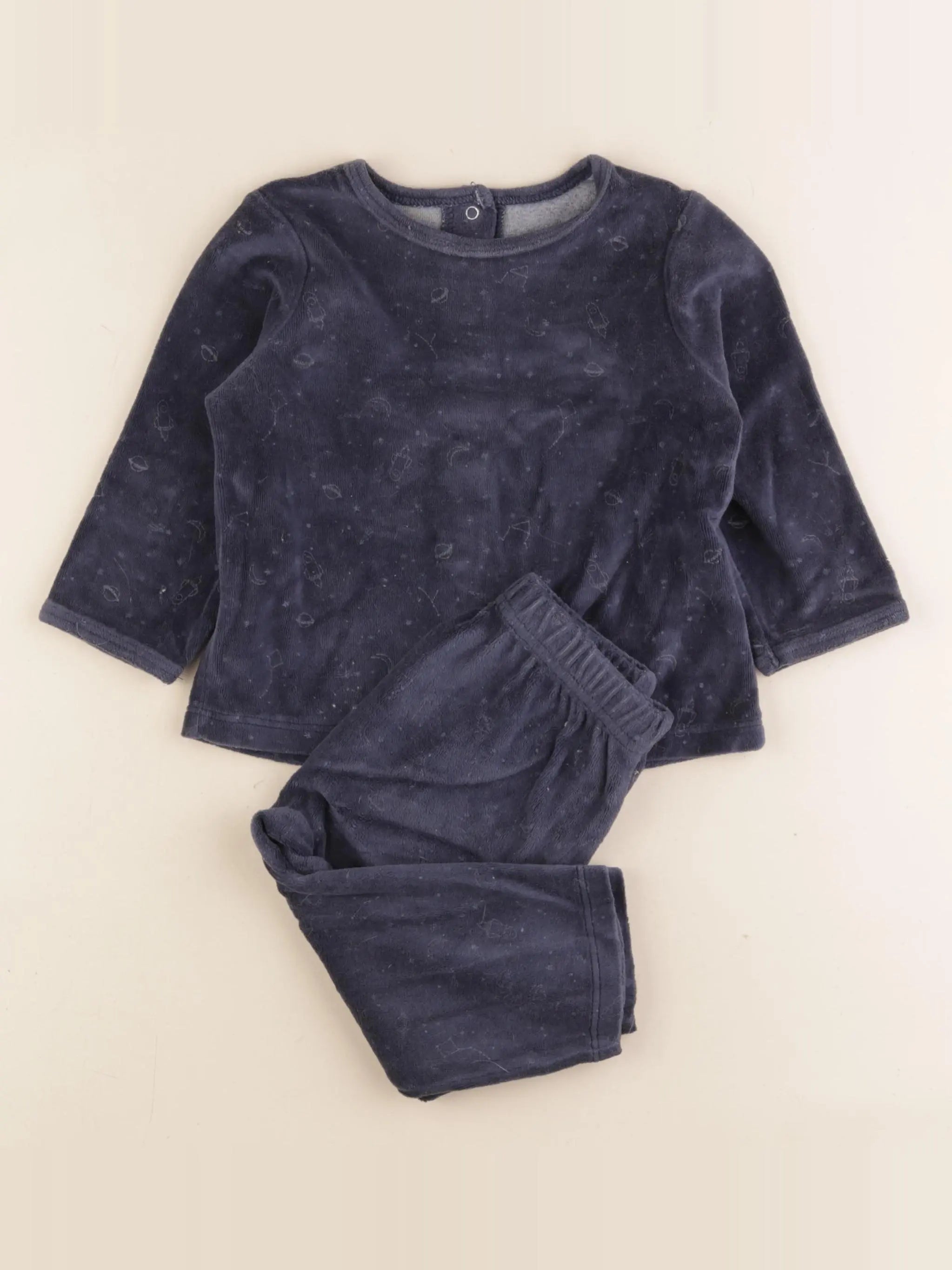 Vertbaudet - pyjama velours bleu - 18 mois