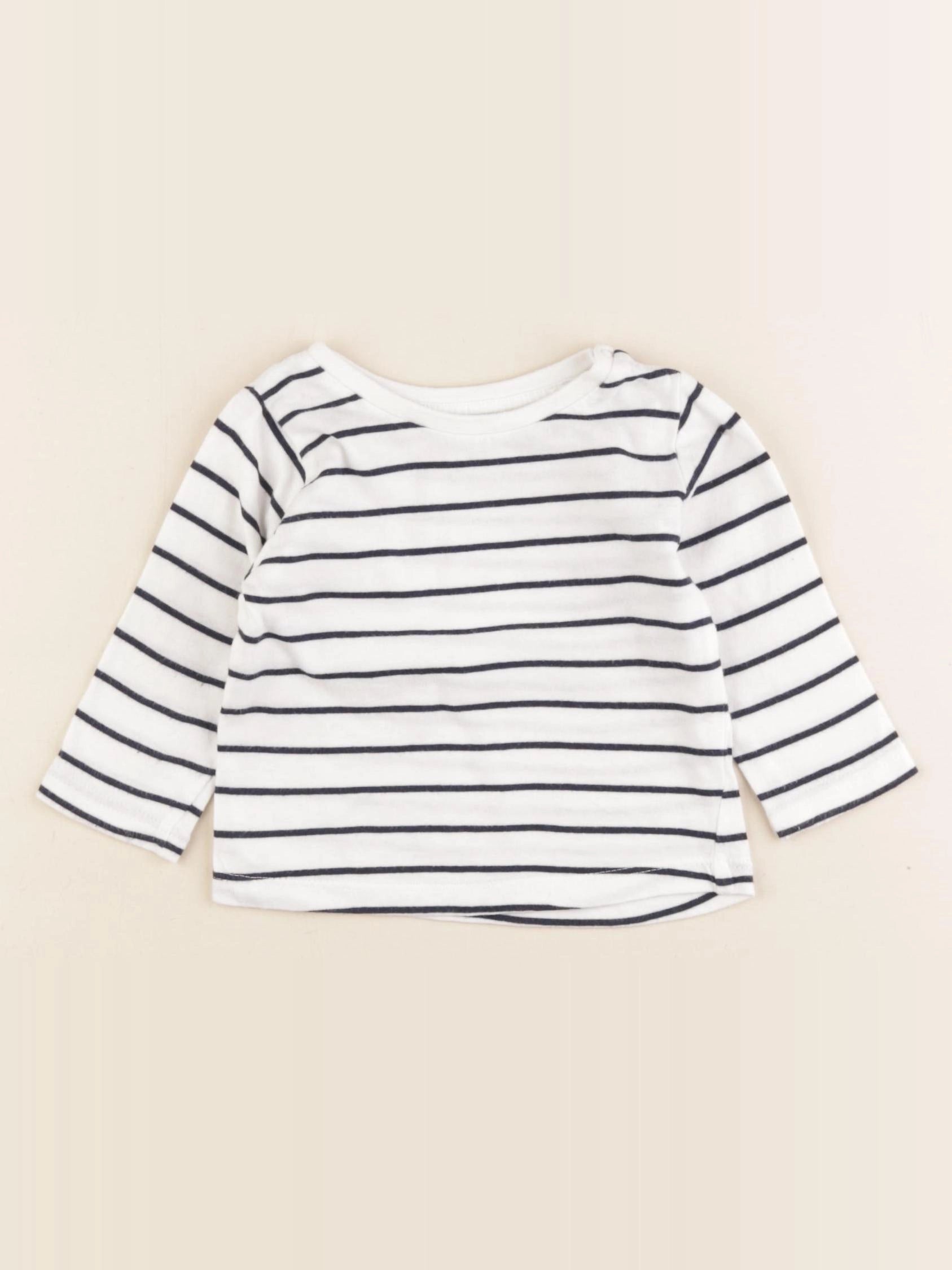 Vertbaudet - tee-shirt blanc, bleu - 3 mois