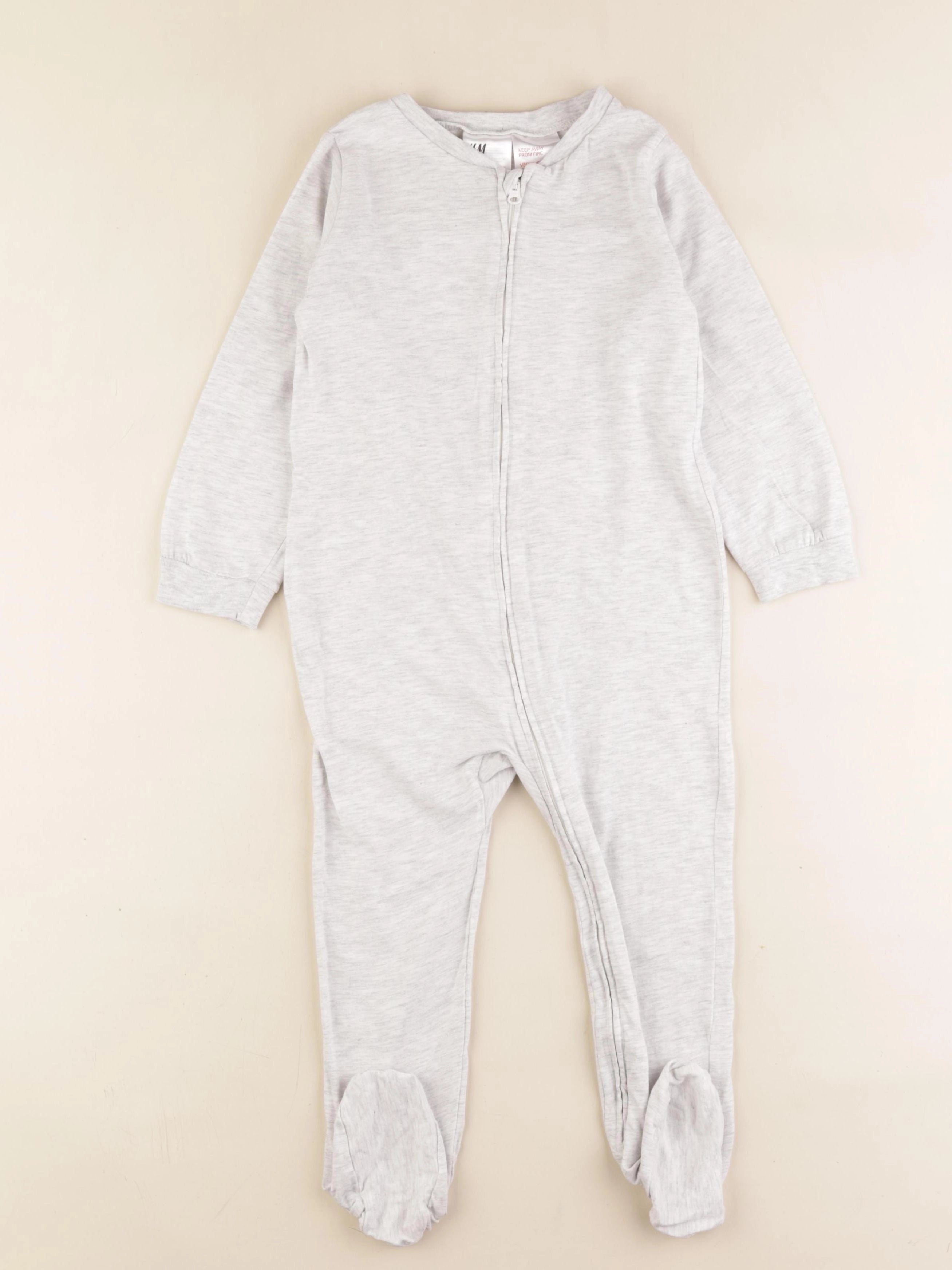 H&M - pyjama coton gris - 2/3 ans