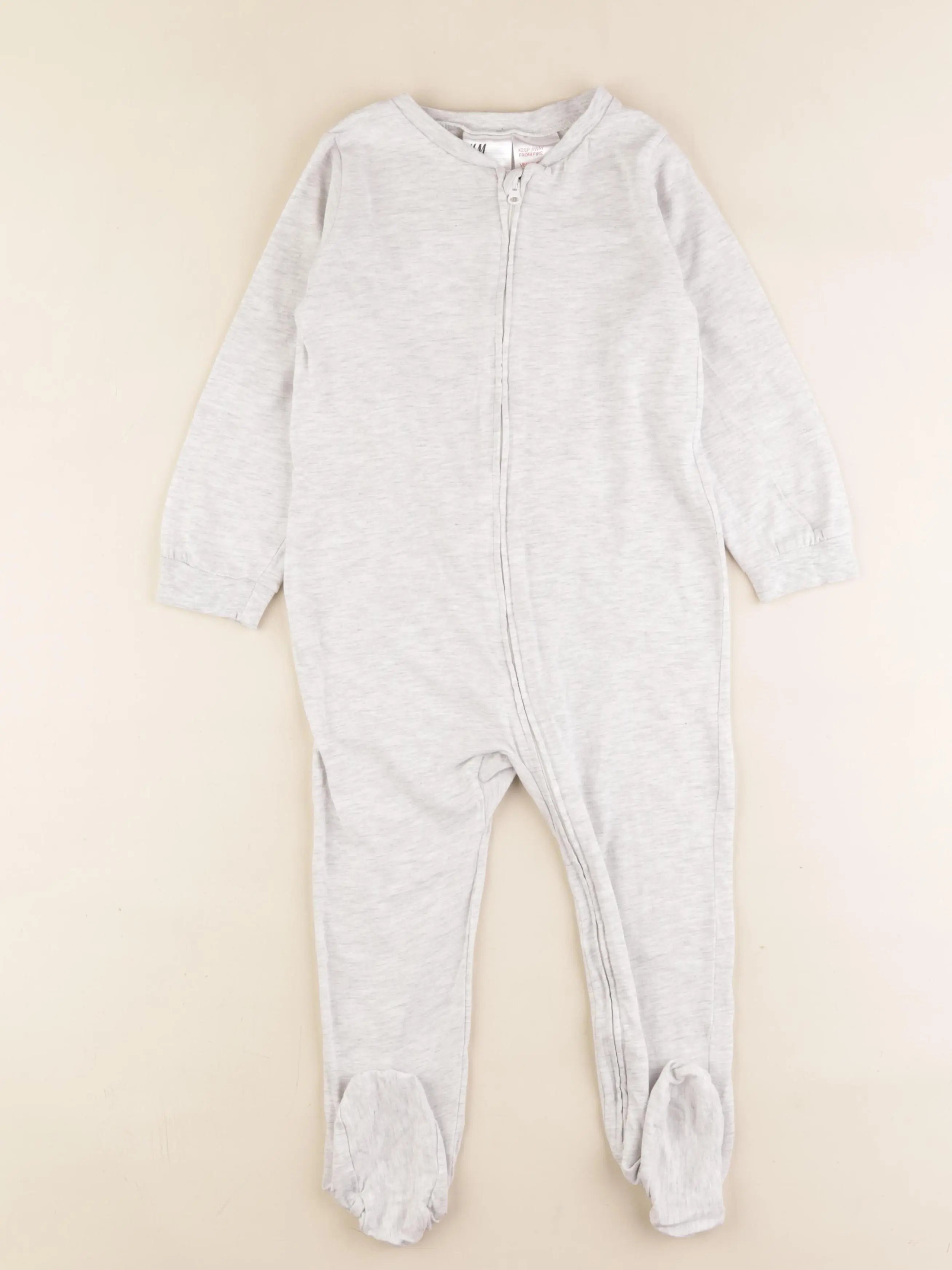 H&M - pyjama coton gris - 2/3 ans