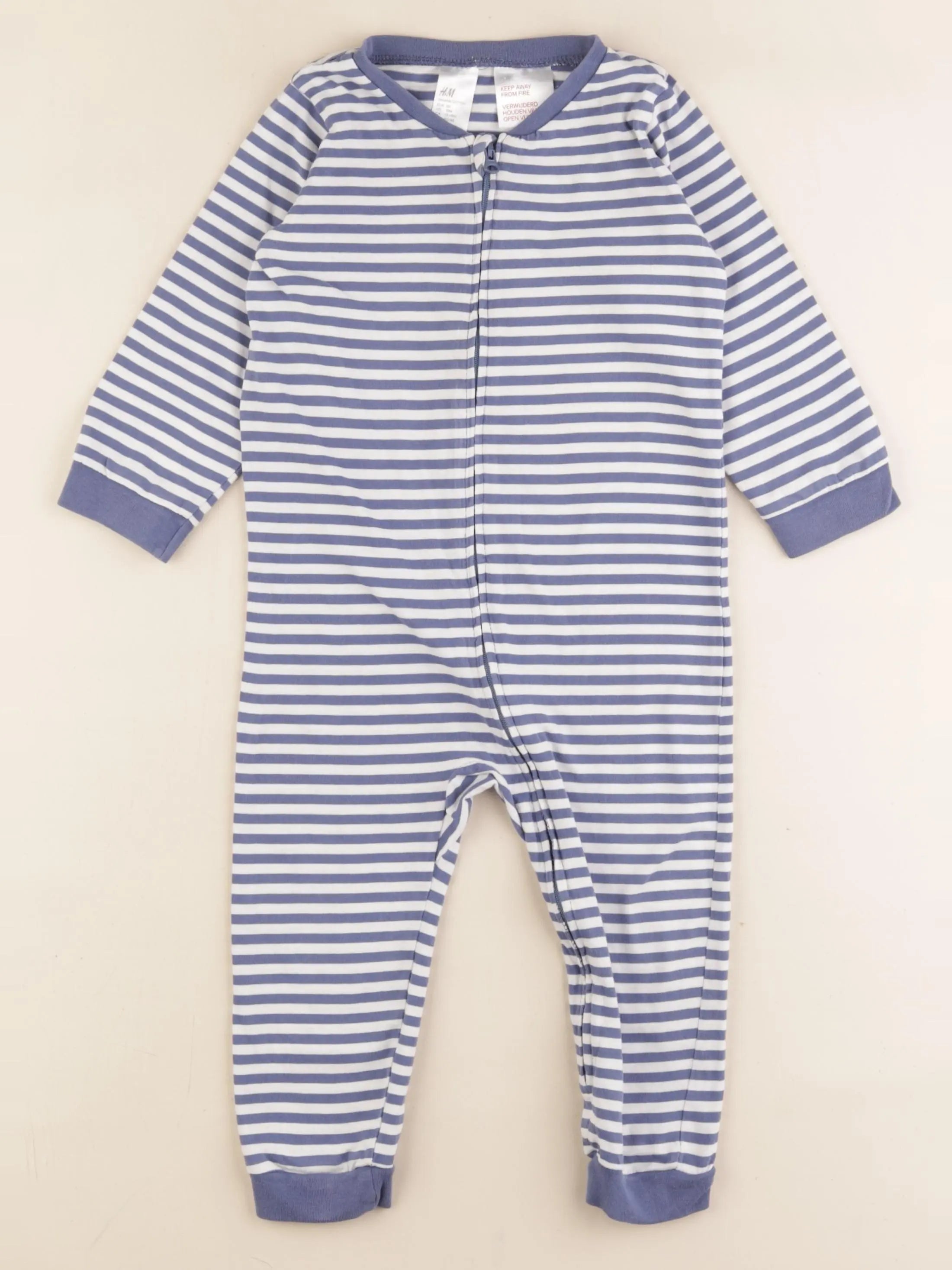 H&M - pyjama coton bleu - 12/18 mois