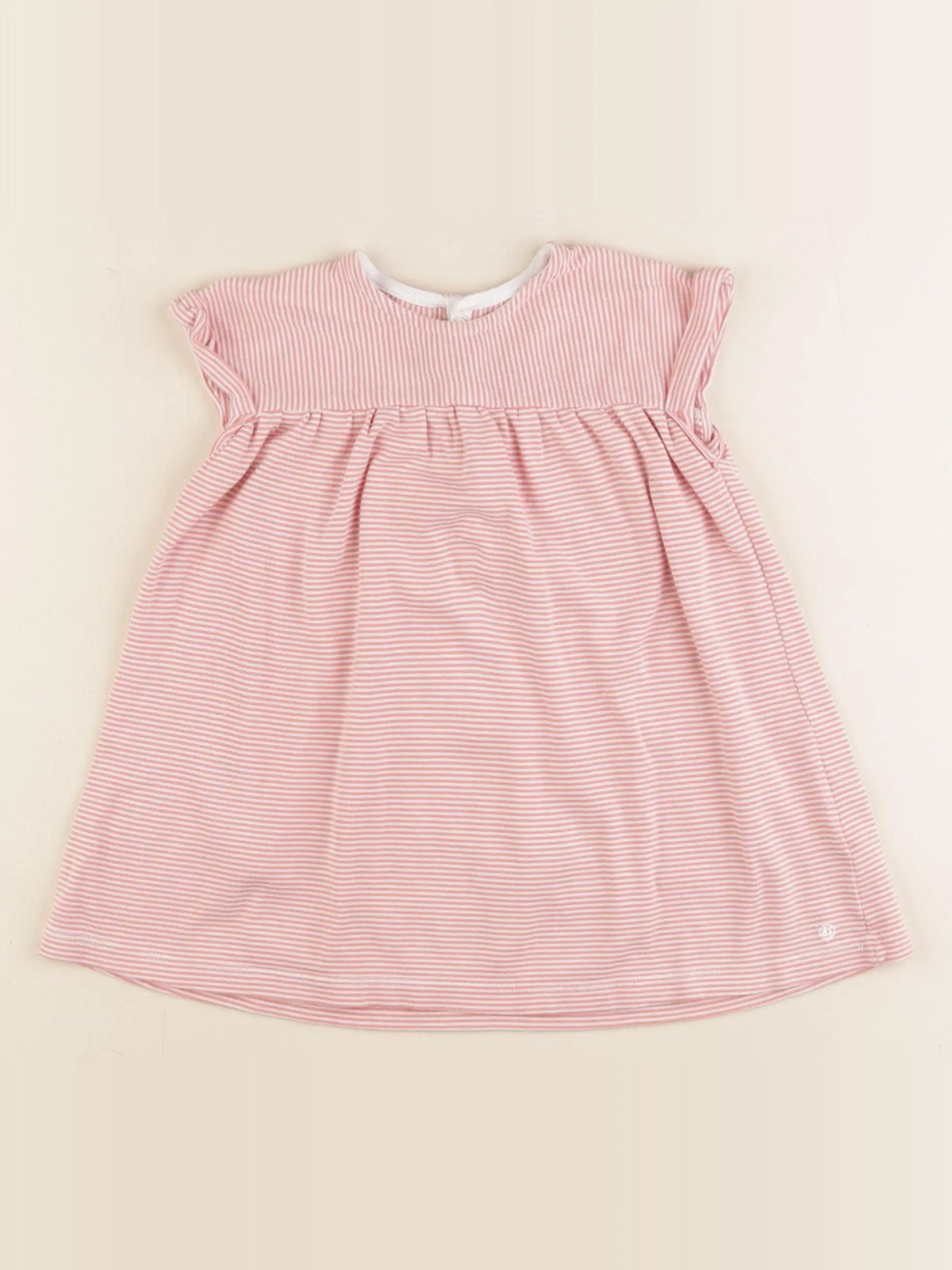 Petit Bateau - robe blanc, rose - 18 mois