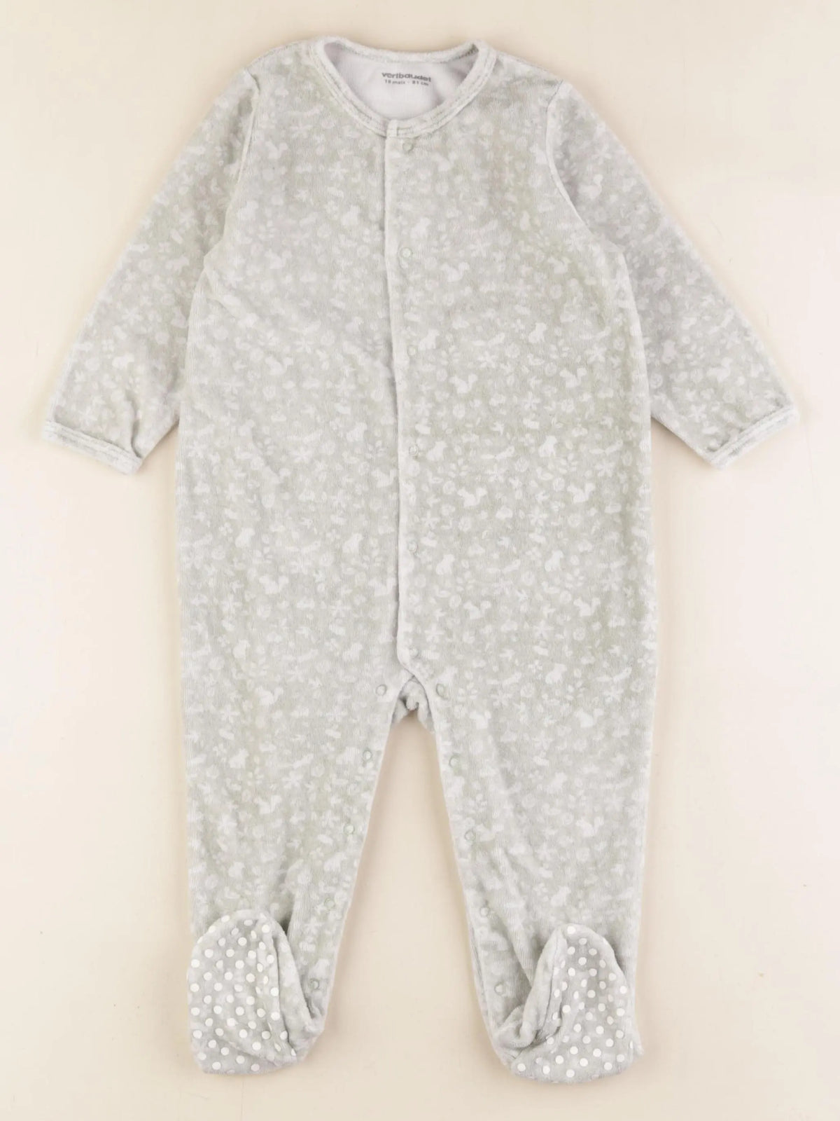 Vertbaudet - pyjama velours vert - 18 mois